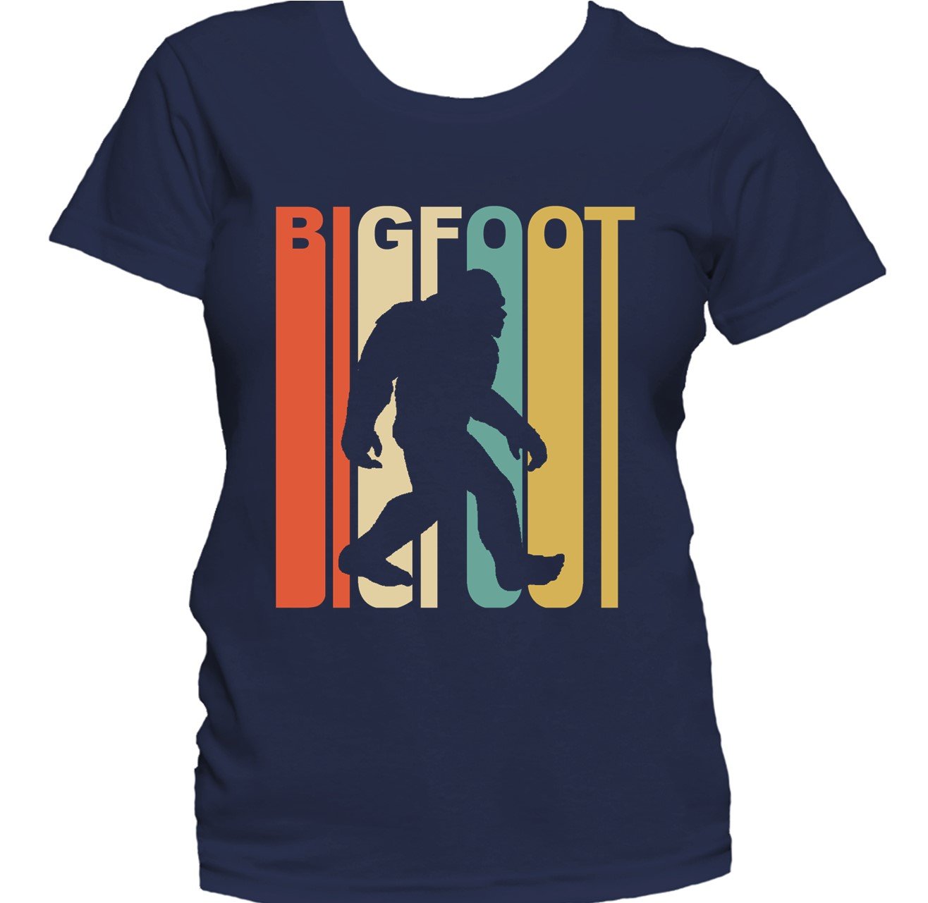Retro 1970's Style Bigfoot Silhouette Sasquatch Women's T-Shirt