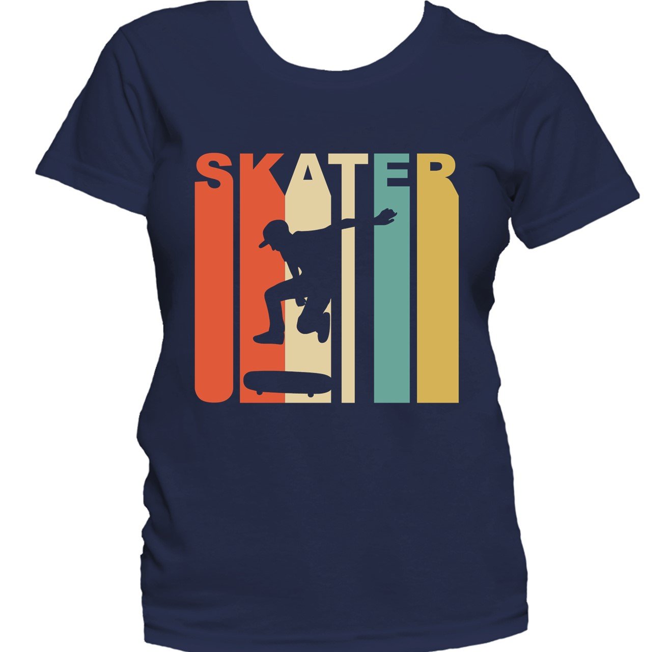 Retro 1970's Style Skater Silhouette Skateboarding Women's T-Shirt