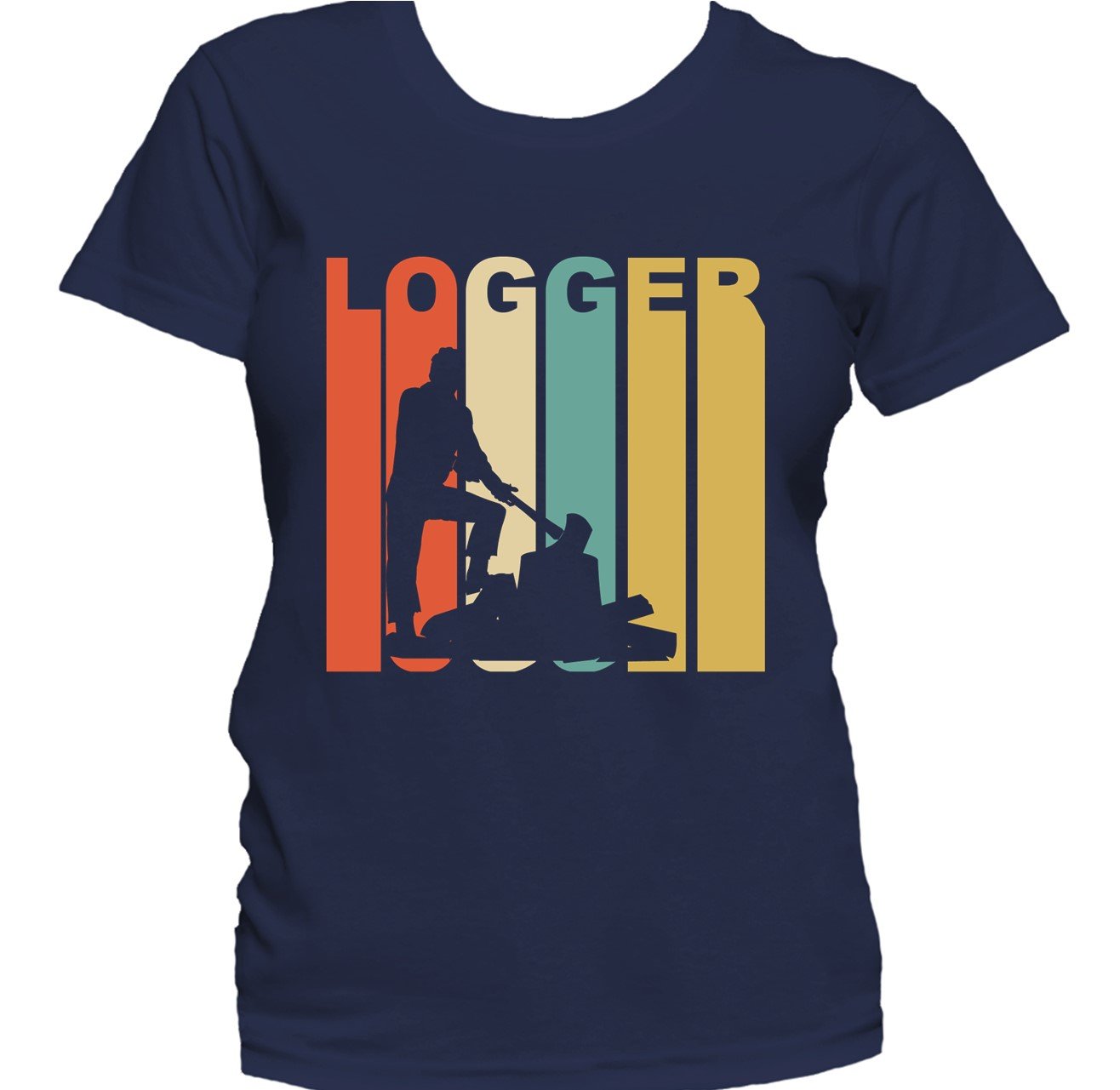 Retro 1970's Style Logger Silhouette Lumberjack Women's T-Shirt
