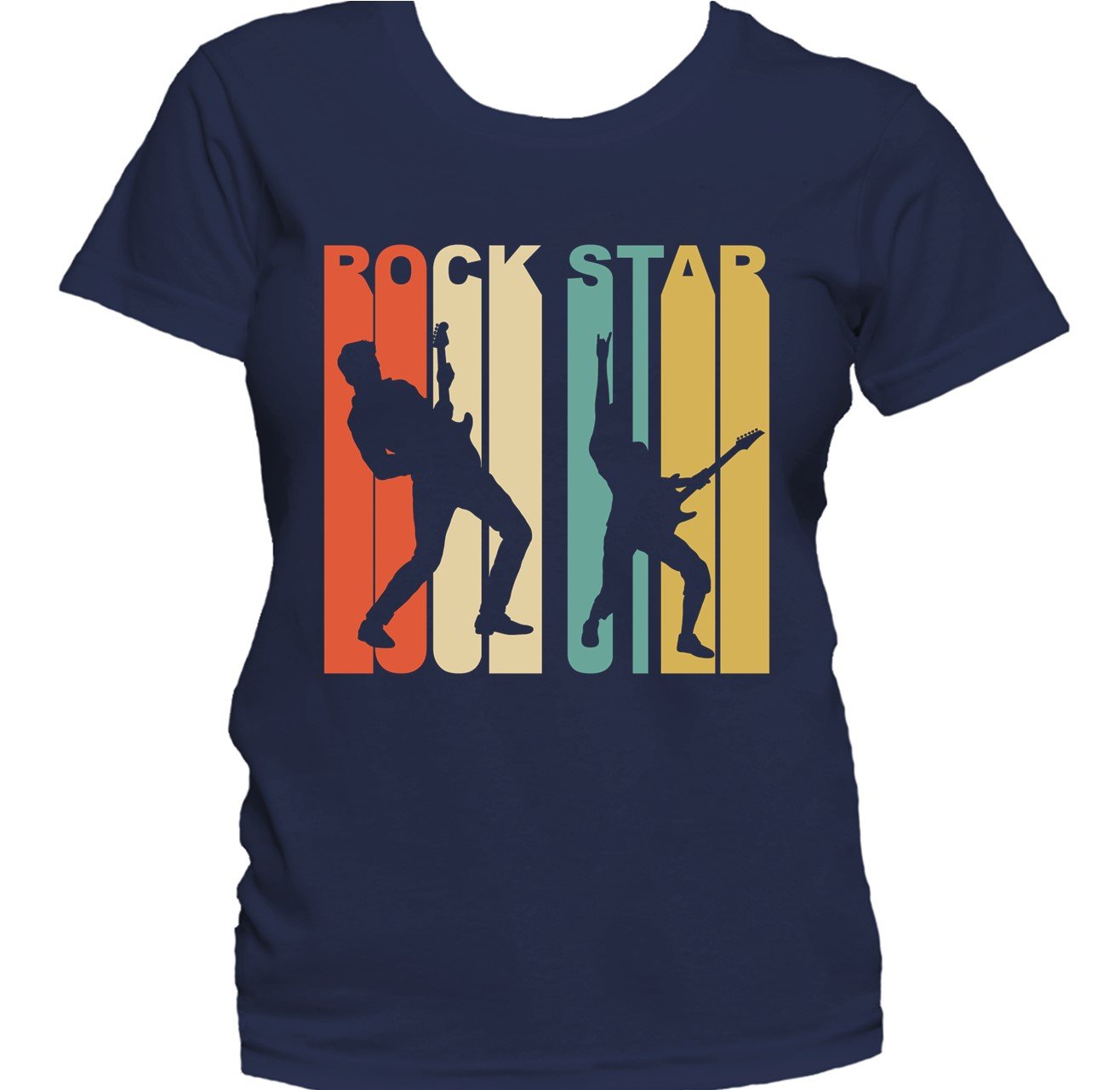 Retro 1970's Style Rock Star Silhouette Music Women's T-Shirt