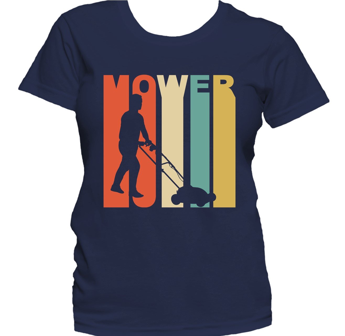 Retro 1970's Style Lawnmower Silhouette Grass Cutting Women's T-Shirt