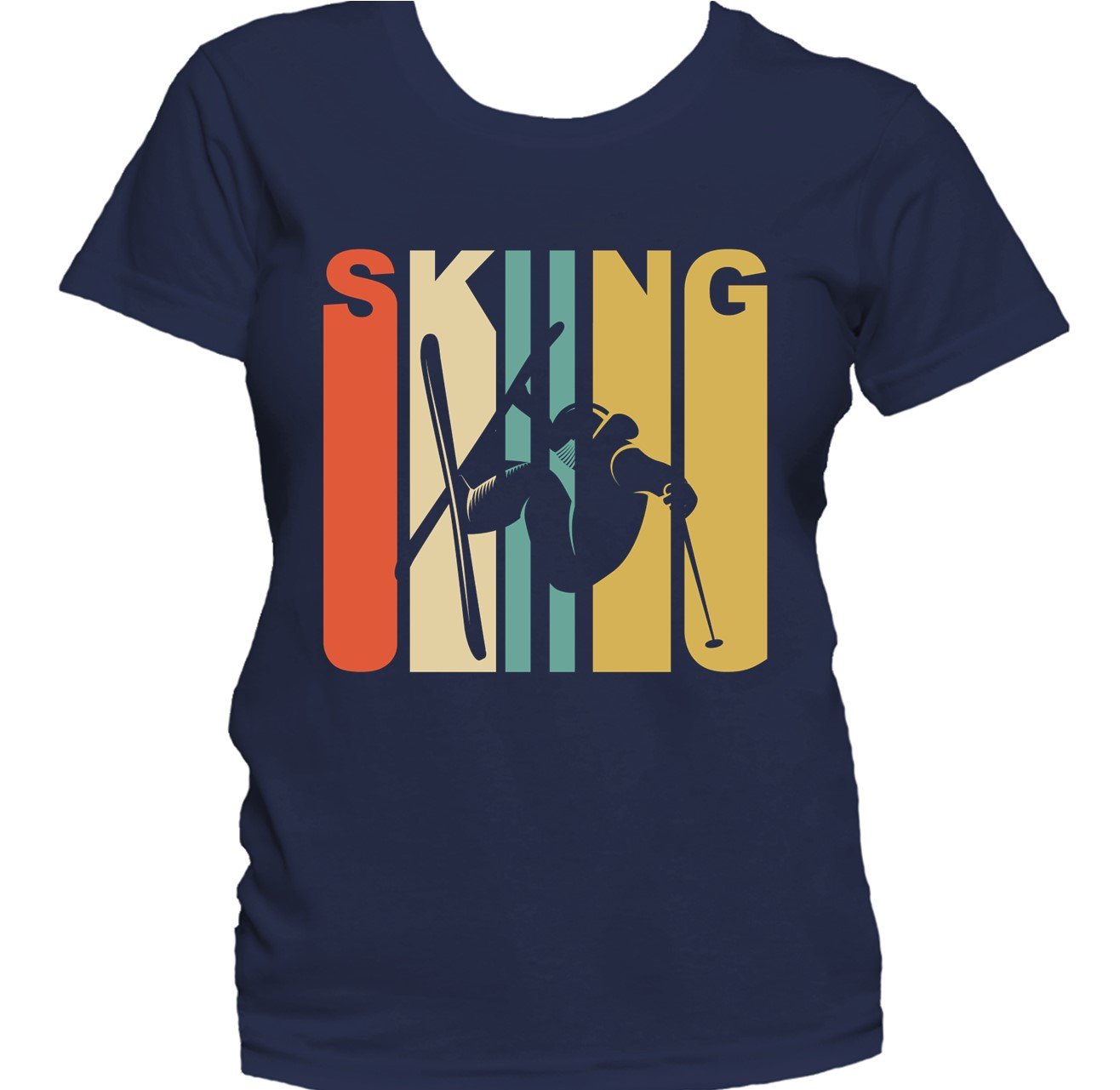 Retro 1970's Style Extreme Skier Silhouette Skiing Women's T-Shirt