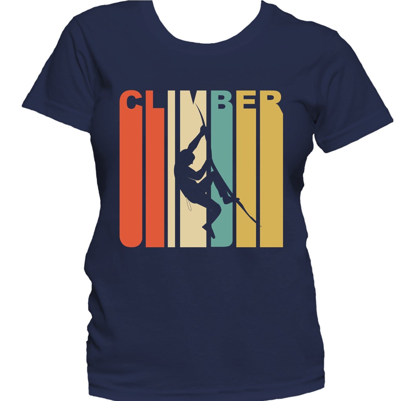 Retro 1970's Style Rock Climber Silhouette Climbing Women's T-Shirt