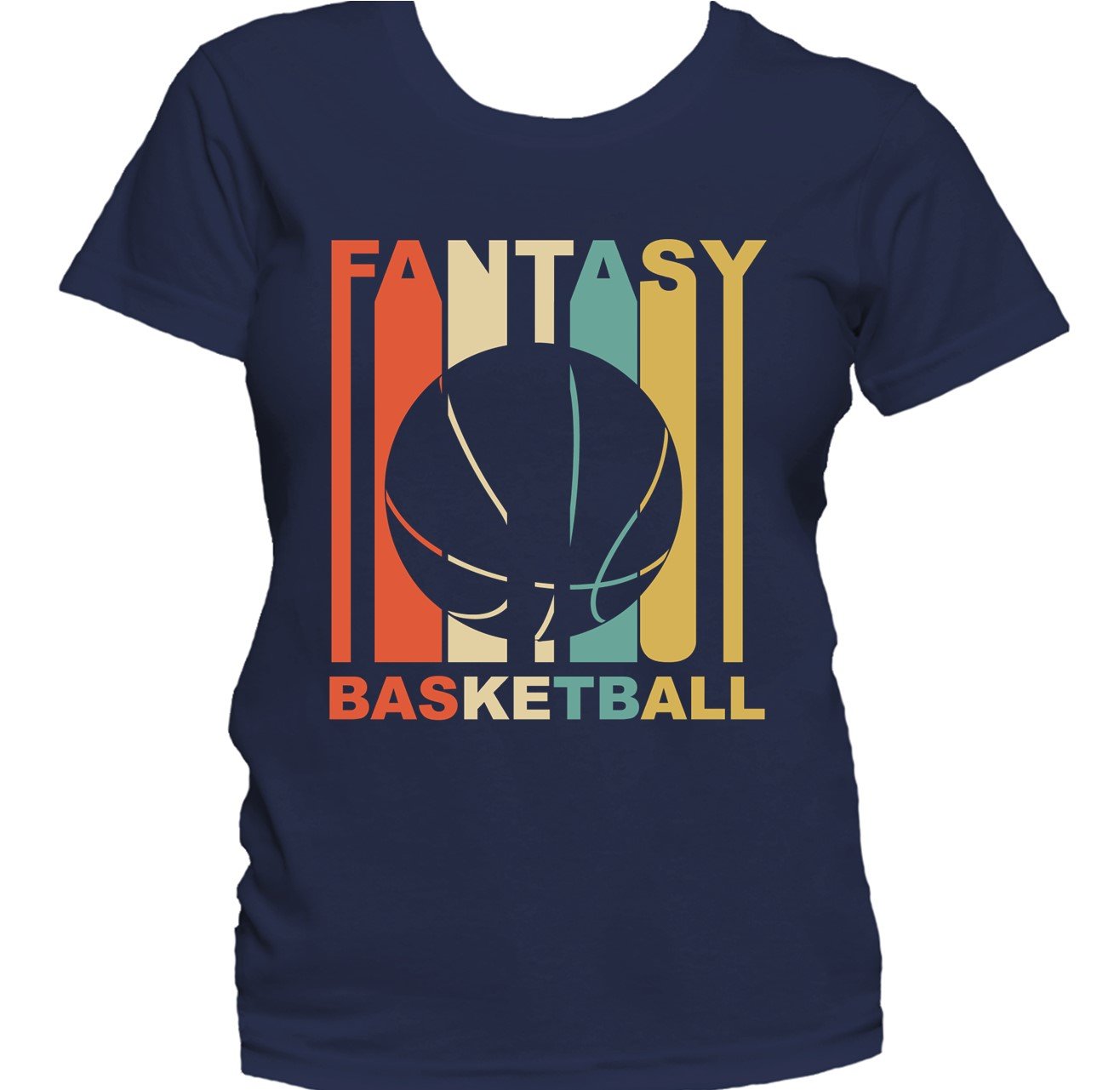 Retro 1970's Style Basketball Silhouette Fantasy Sports Women's T-Shirt