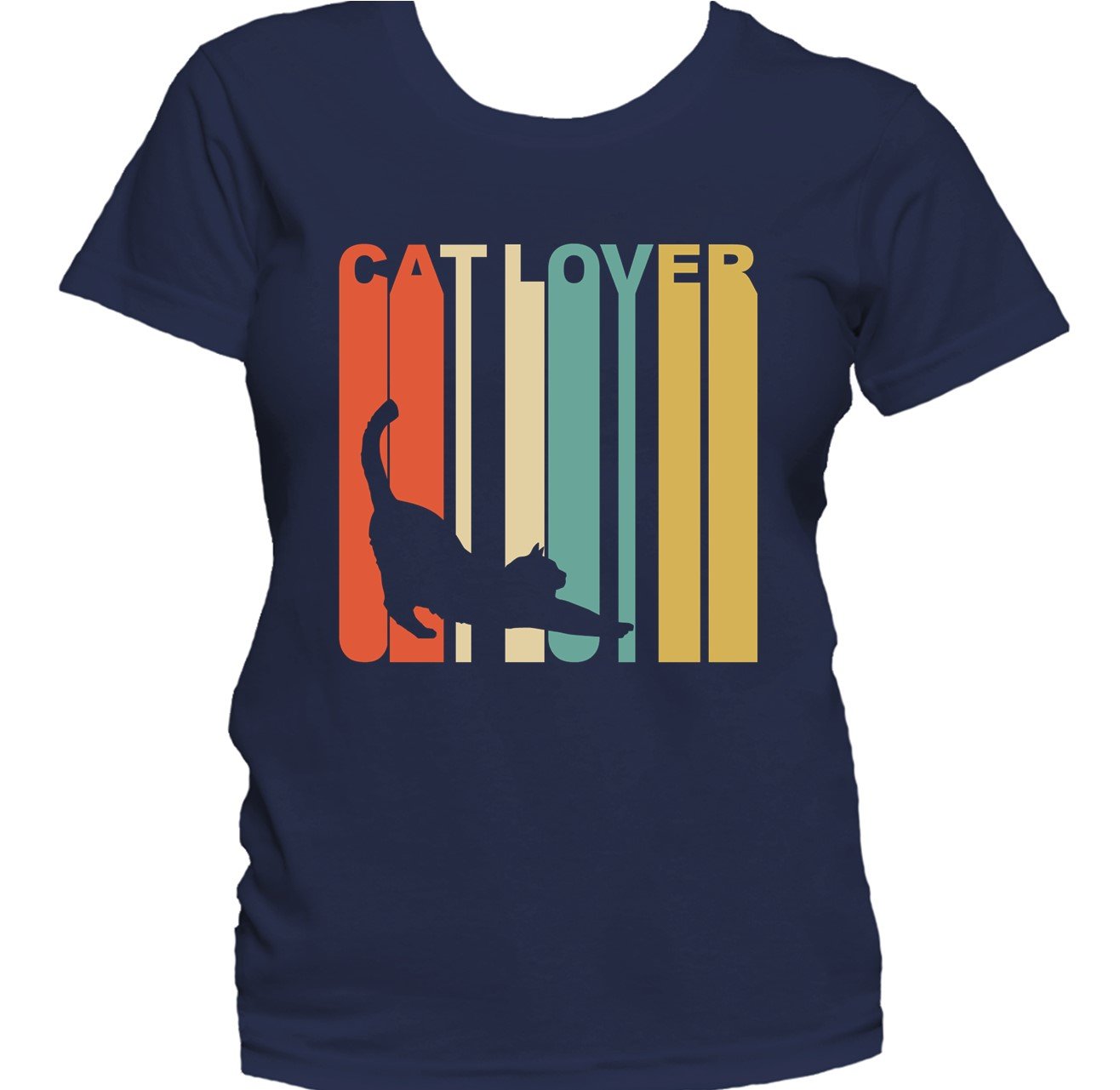 Retro 1970's Style Cat Silhouette Cat Lover Women's T-Shirt