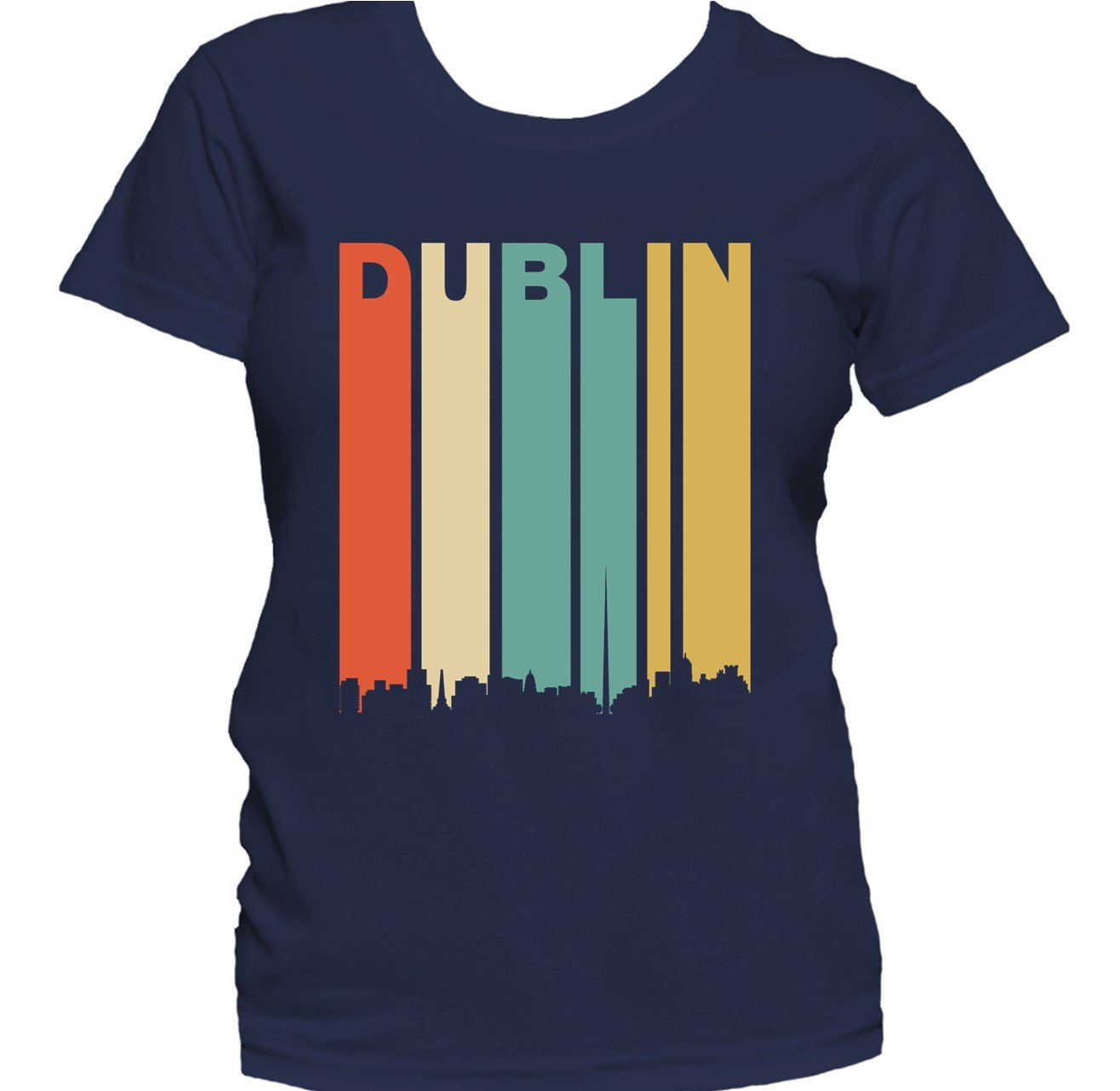 Retro 1970's Style Dublin Ireland Cityscape Downtown Skyline Women's T-Shirt