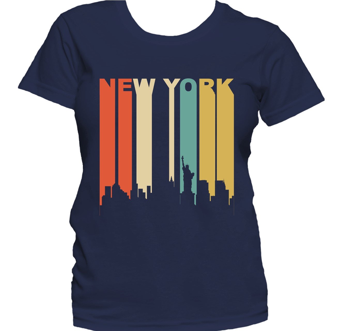 Retro 1970's Style New York City Cityscape Downtown Skyline Women's T-Shirt