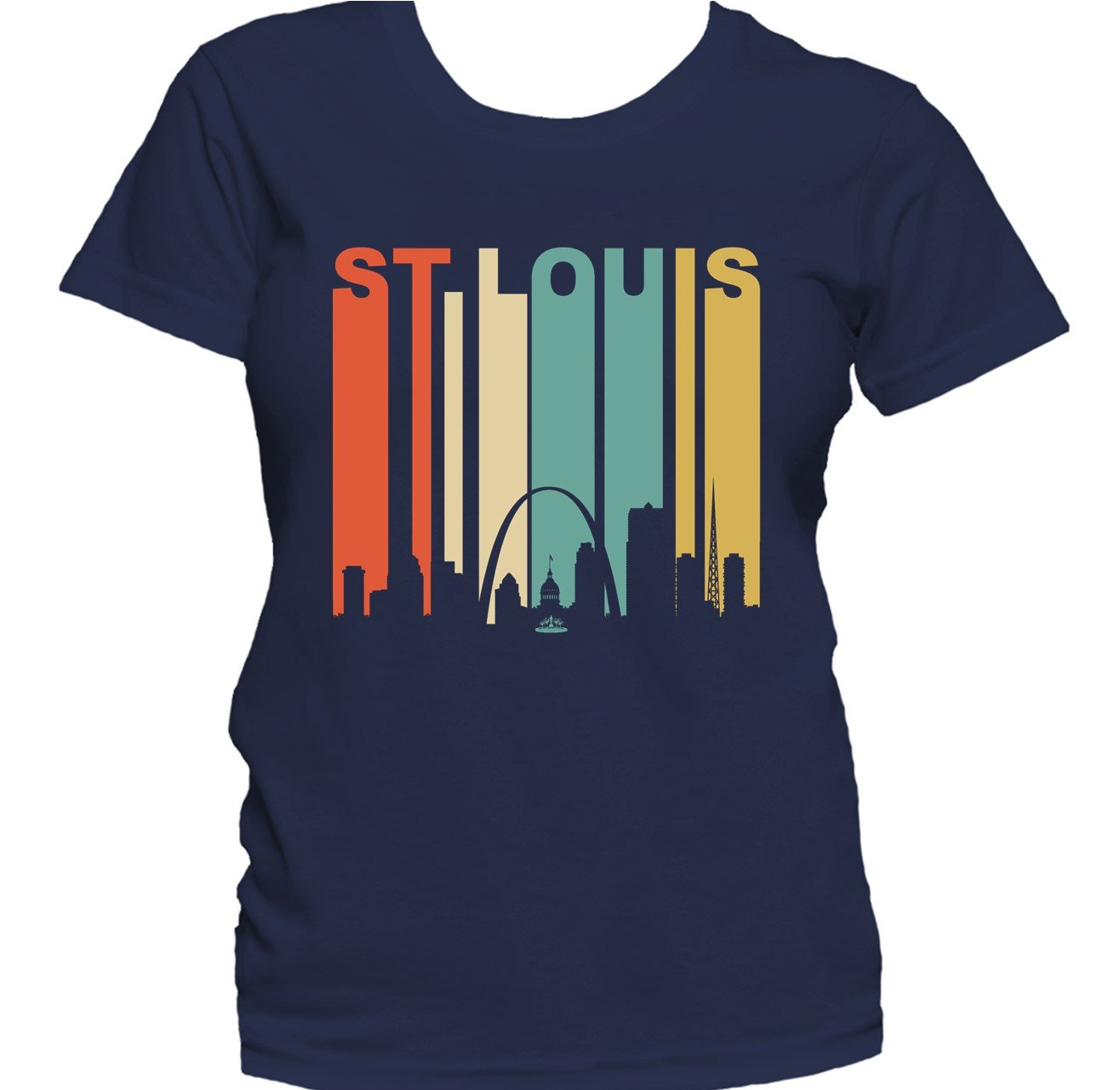 Retro 1970's Style St. Louis Missouri Downtown Skyline Women's T-Shirt