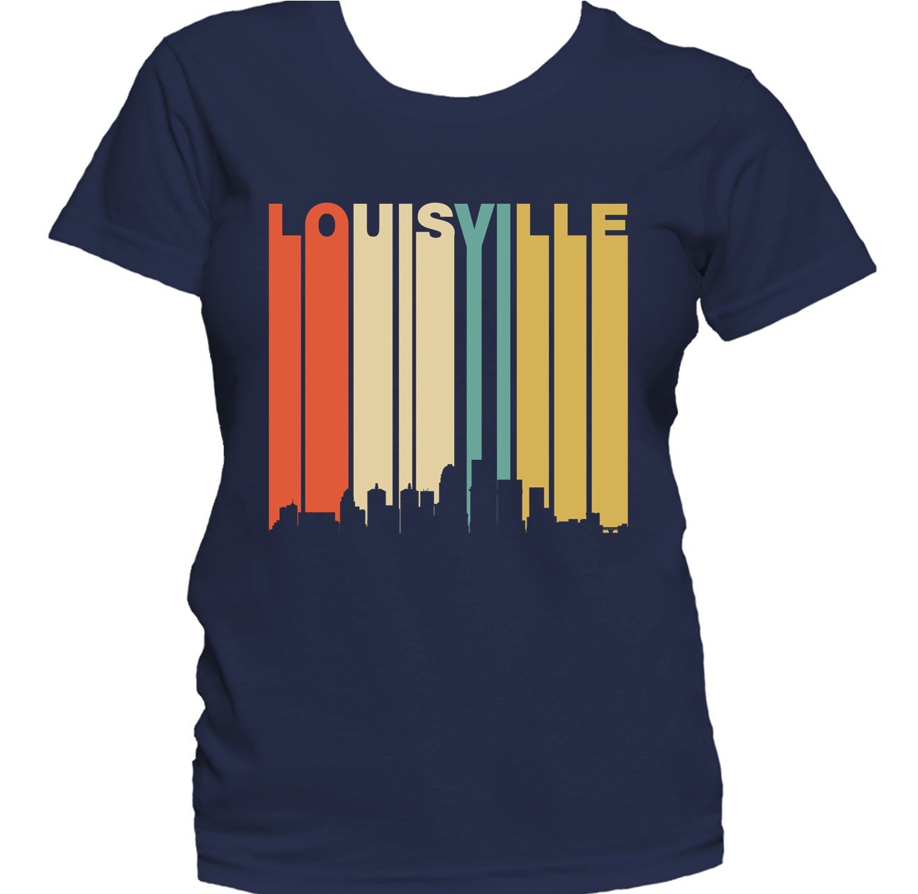 Retro 1970's Style Louisville Kentucky Downtown Skyline Women's T-Shirt