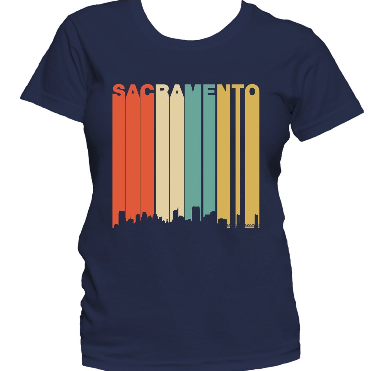 Retro 1970's Style Sacramento California Downtown Skyline Women's T-Shirt