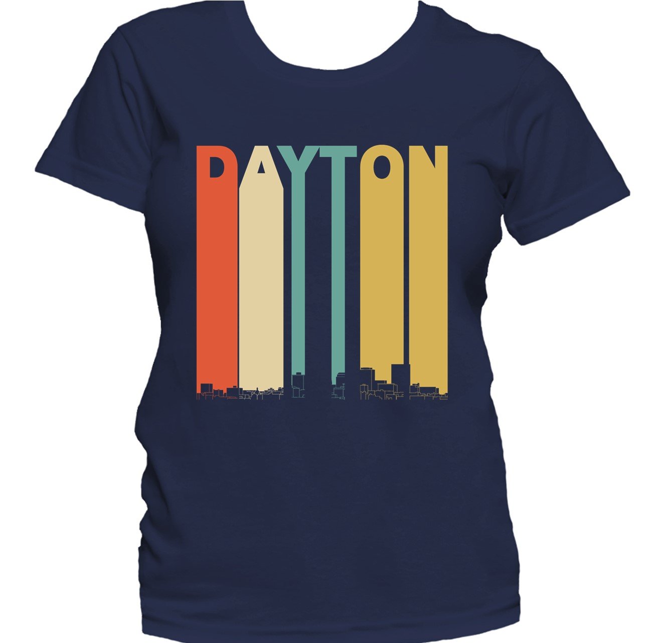 Retro 1970's Style Dayton Ohio Skyline Women's T-Shirt