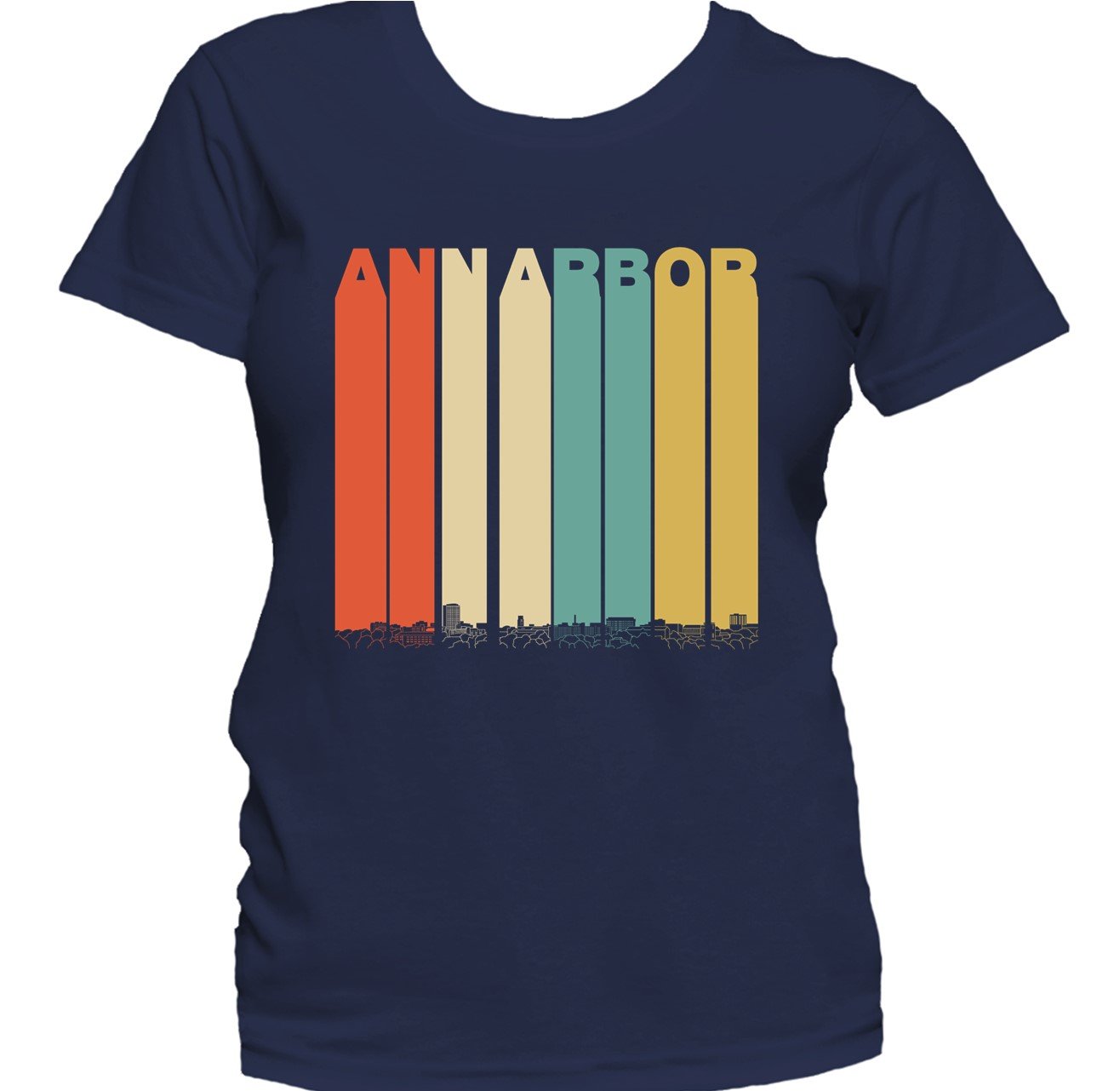 Retro 1970's Style Ann Arbor Michigan Skyline Women's T-Shirt