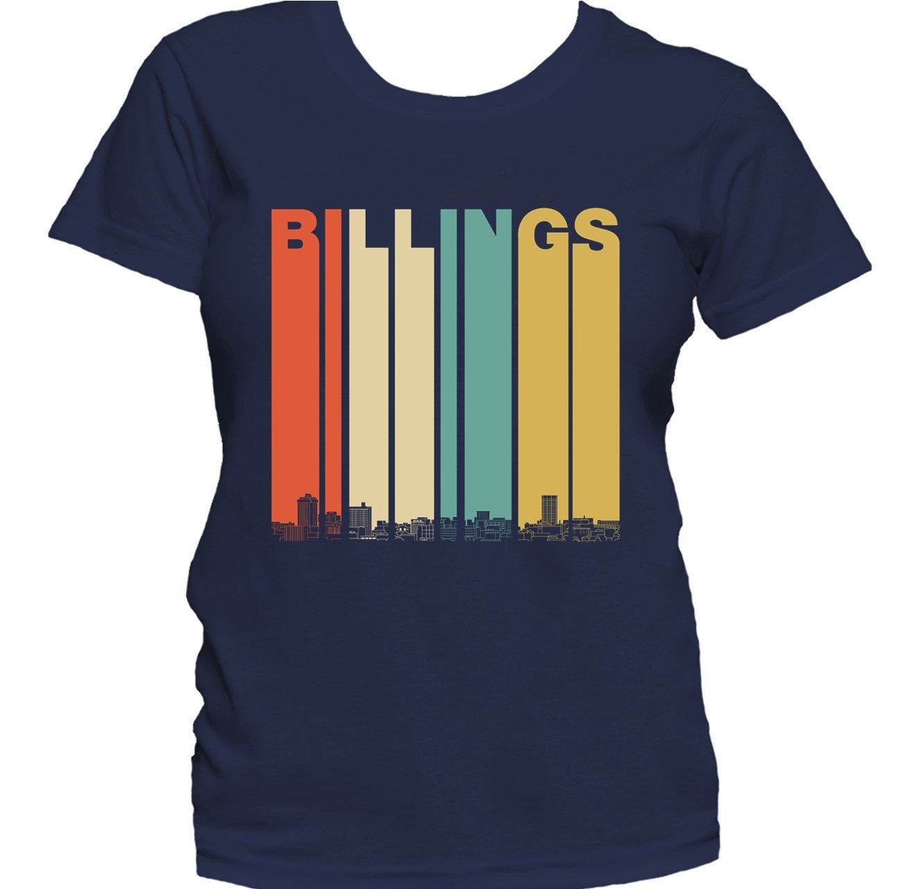Retro 1970's Style Billings Montana Skyline Women's T-Shirt