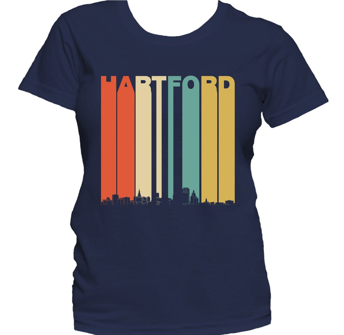 Retro 1970's Style Hartford Connecticut Skyline Women's T-Shirt