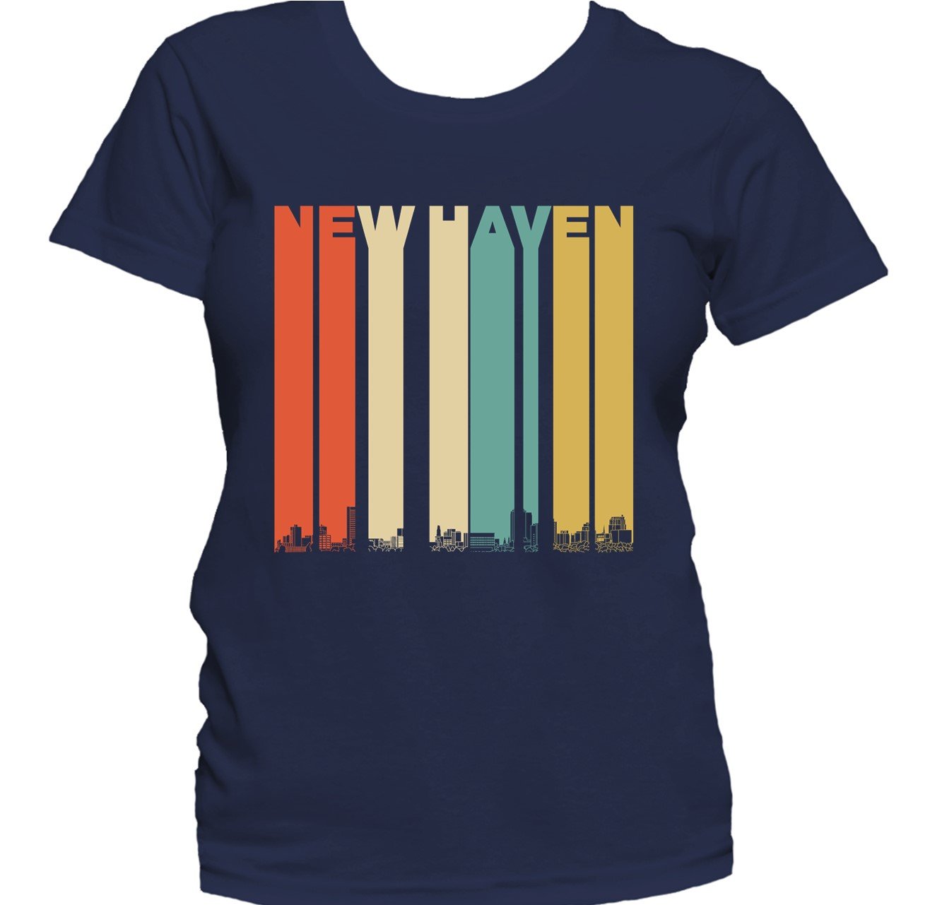 Retro 1970's Style New Haven Connecticut Skyline Women's T-Shirt