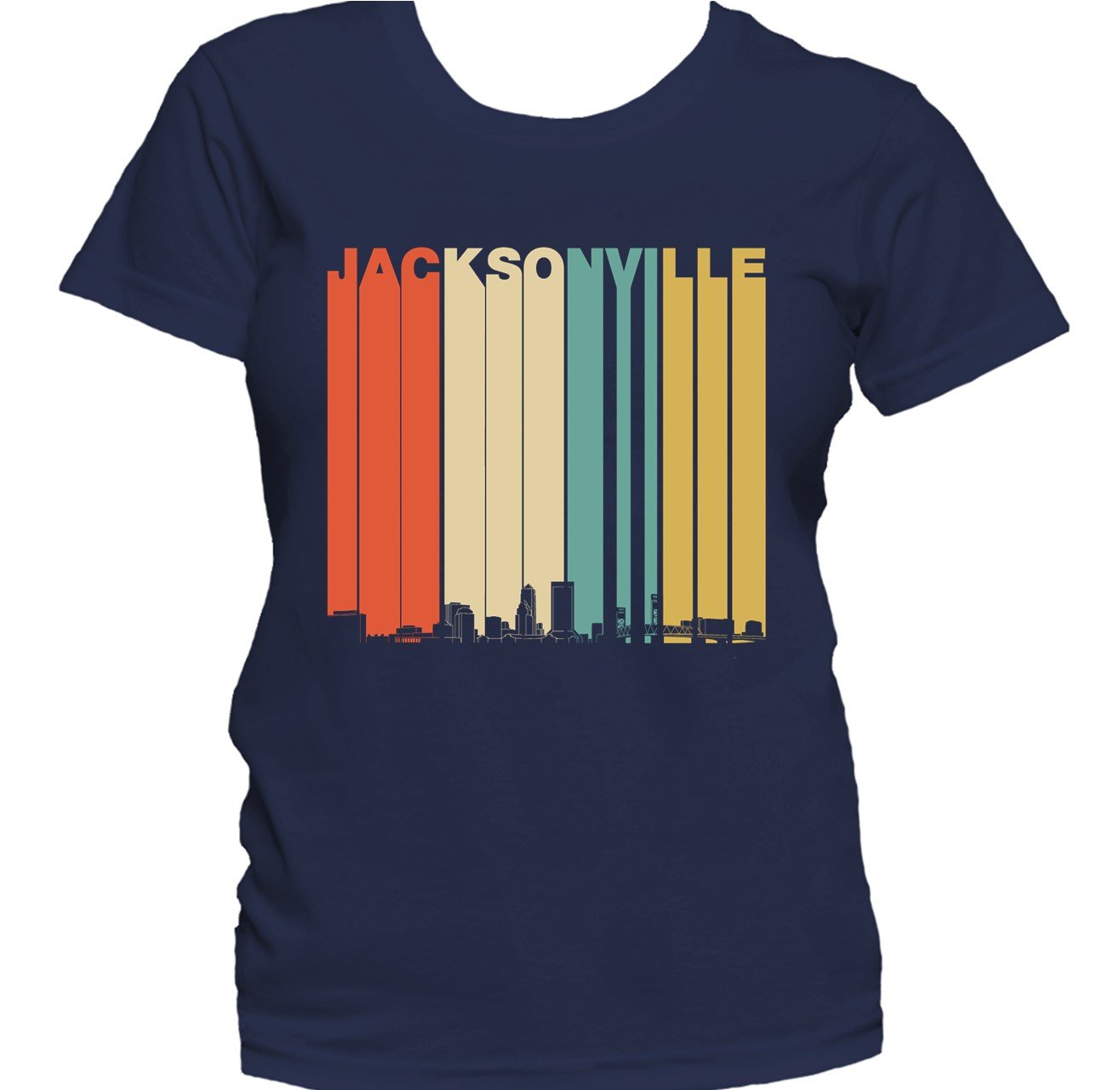 Retro 1970's Style Jacksonville Florida Skyline Women's T-Shirt