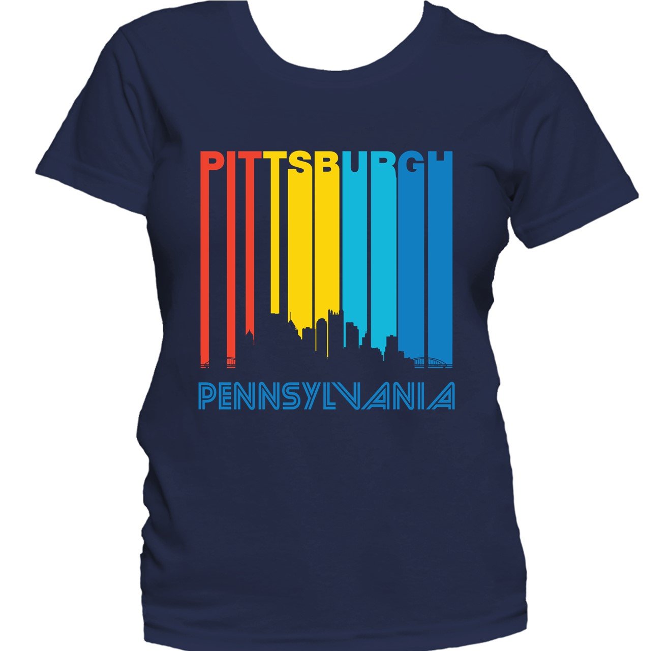 Retro 1970's Style Pittsburgh Pennsylvania Downtown Skyline Women's T-Shirt