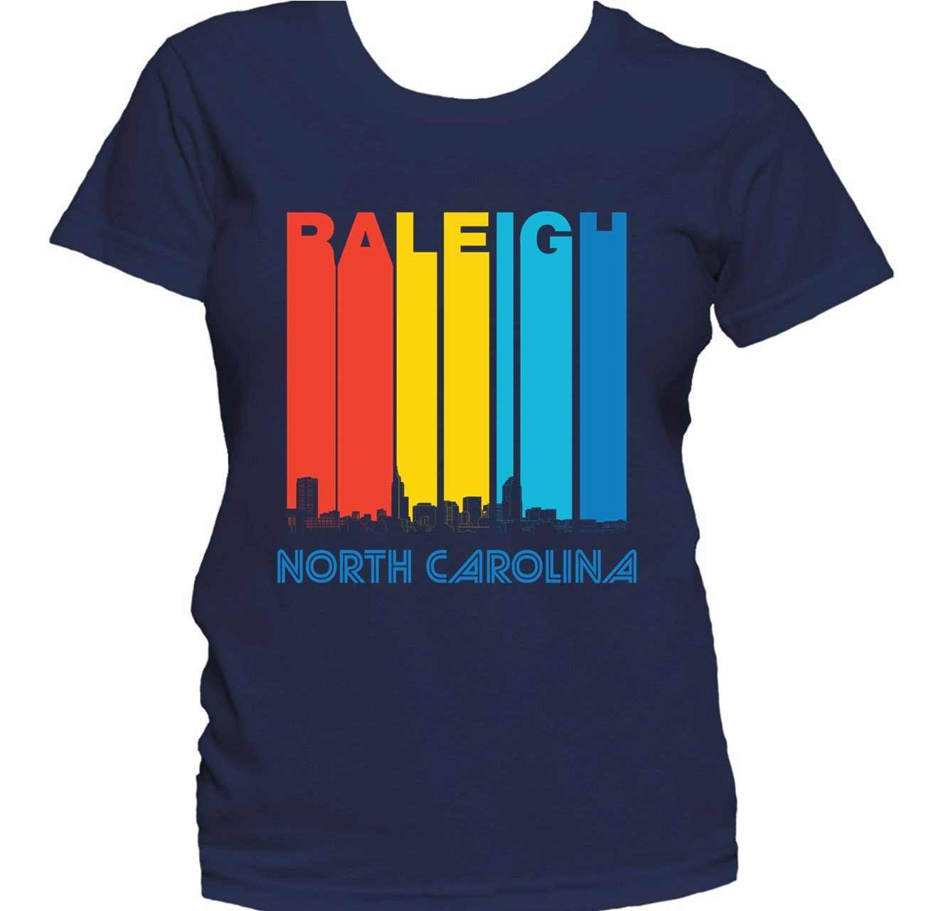 Retro 1970's Style Raleigh North Carolina Skyline Women's T-Shirt