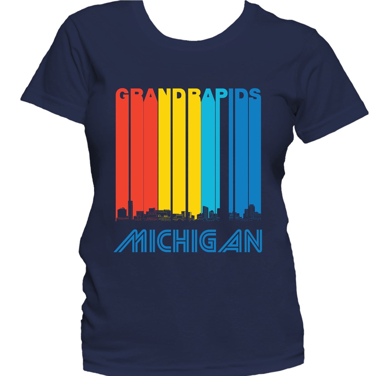 Retro 1970's Style Grand Rapids Michigan Skyline Women's T-Shirt