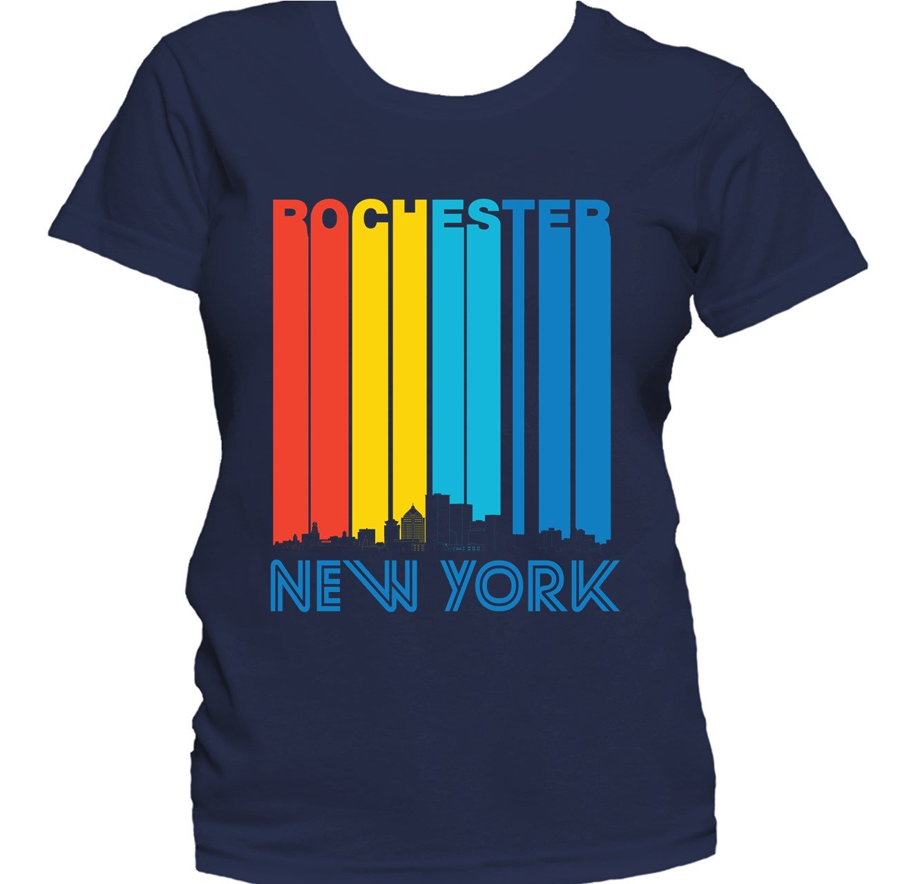 Retro 1970's Style Rochester New York Skyline Women's T-Shirt