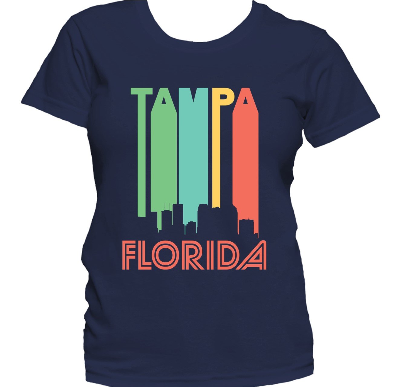 Retro 1970's Style Tampa Florida Cityscape Downtown Skyline Women's T-Shirt