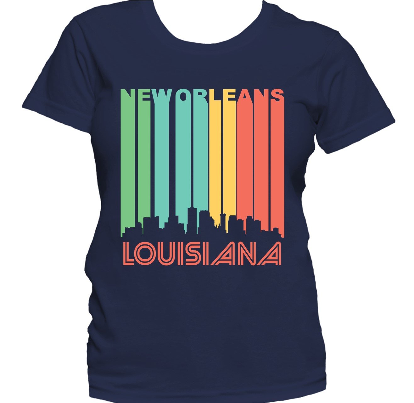 Retro 1970's Style New Orleans Louisiana Downtown Skyline Women's T-Shirt