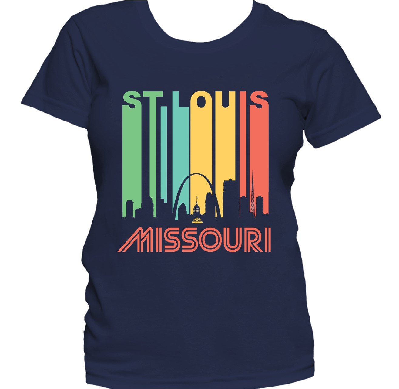 Retro 1970's Style St. Louis Missouri Downtown Skyline Women's T-Shirt