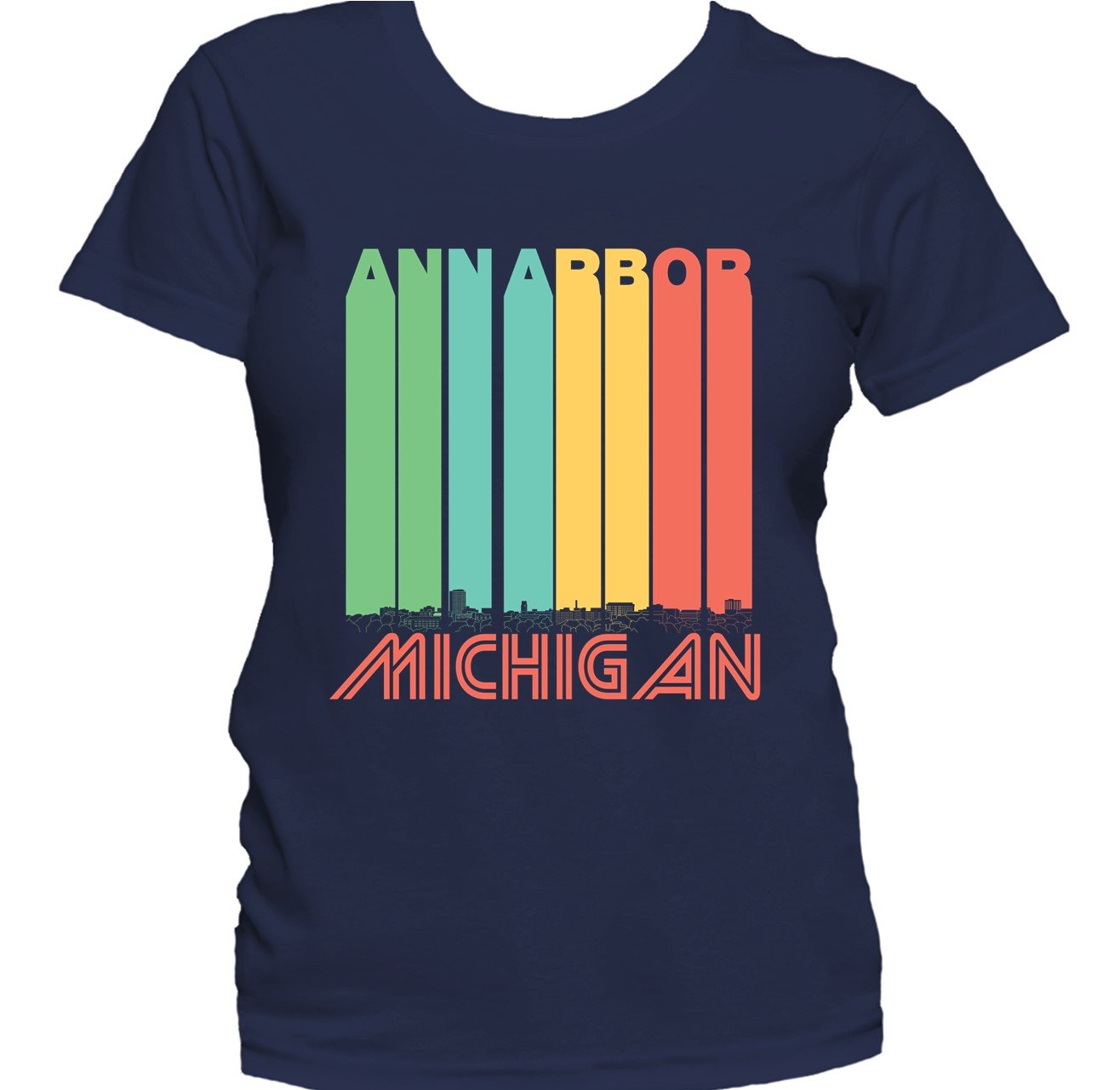 Retro 1970's Style Ann Arbor Michigan Skyline Women's T-Shirt