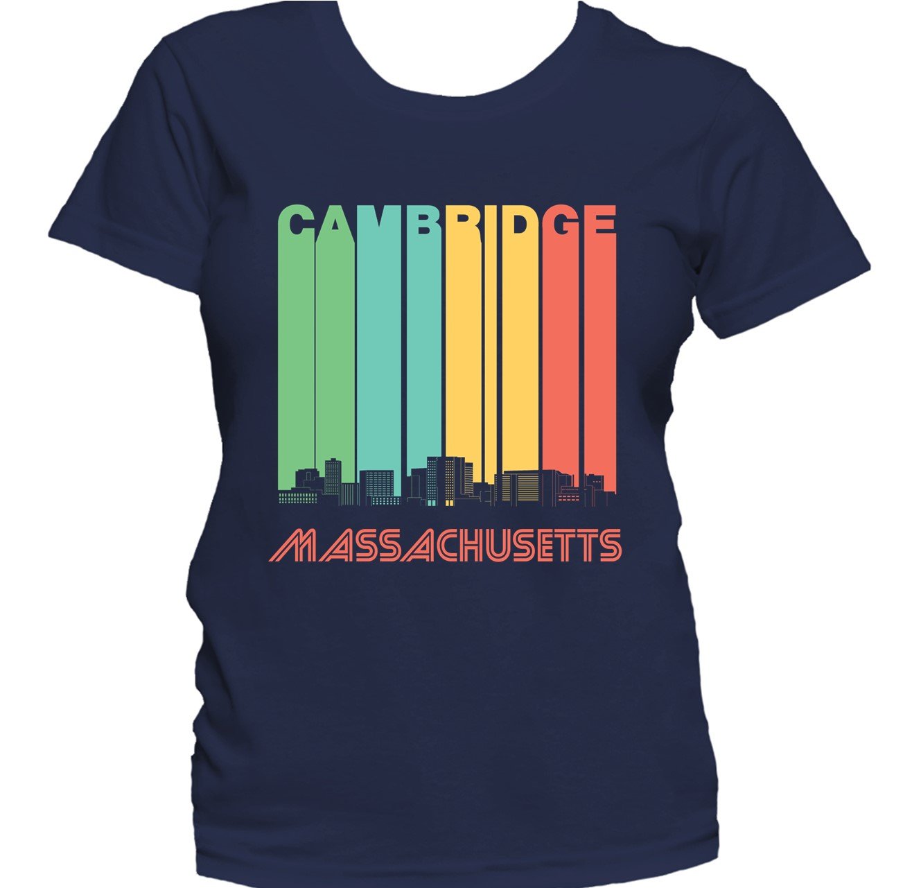 Retro 1970's Style Cambridge Massachusetts Skyline Women's T-Shirt
