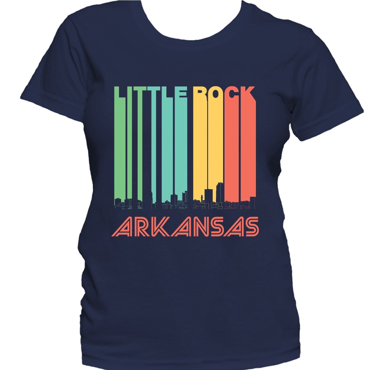 Retro 1970's Style Little Rock Arkansas Skyline Women's T-Shirt