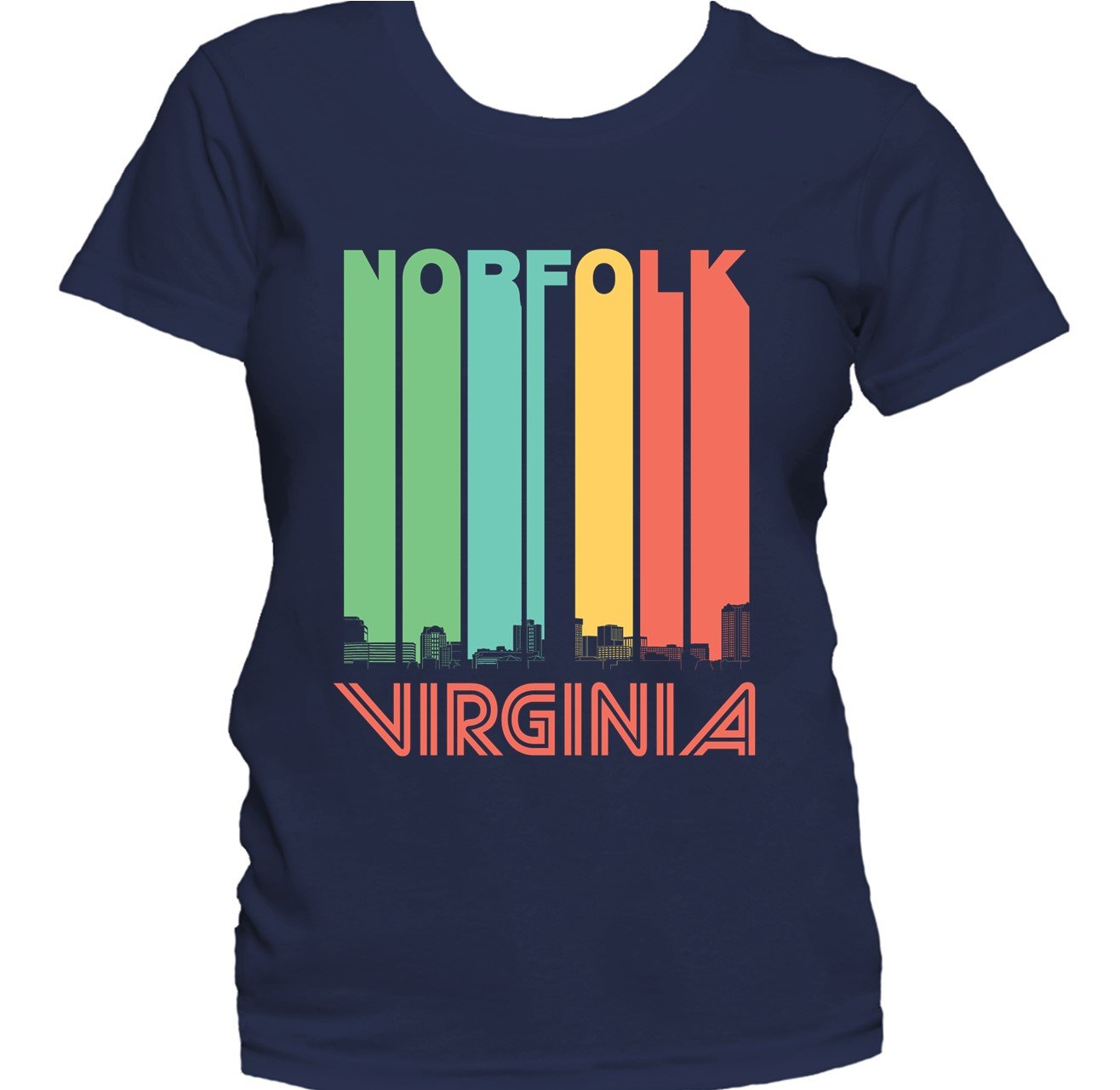 Retro 1970's Style Norfolk Virginia Skyline Women's T-Shirt