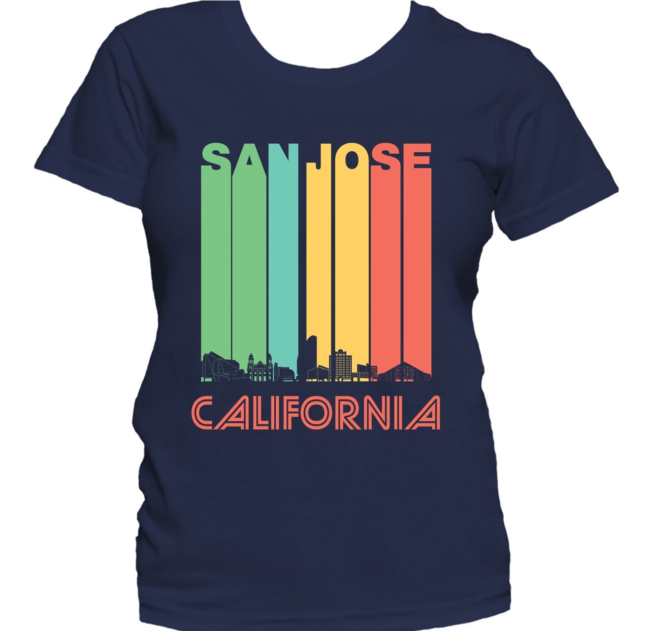 Retro 1970's Style San Jose California Skyline Women's T-Shirt