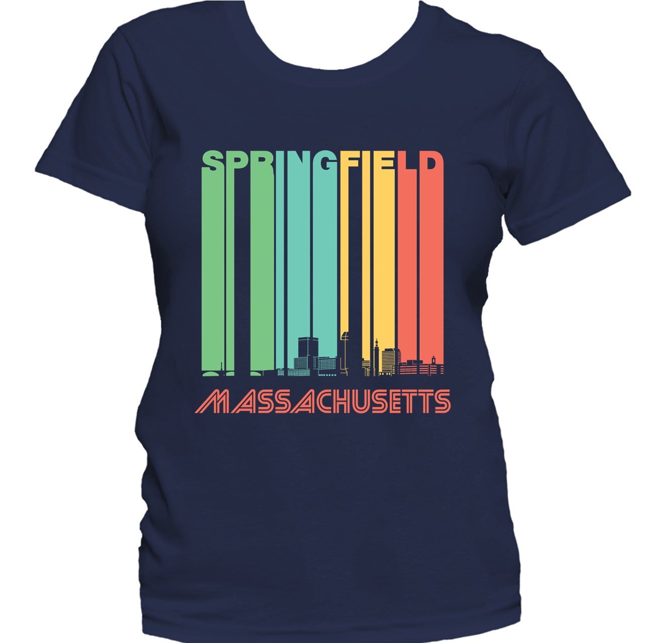 Retro 1970's Style Springfield Massachusetts Skyline Women's T-Shirt