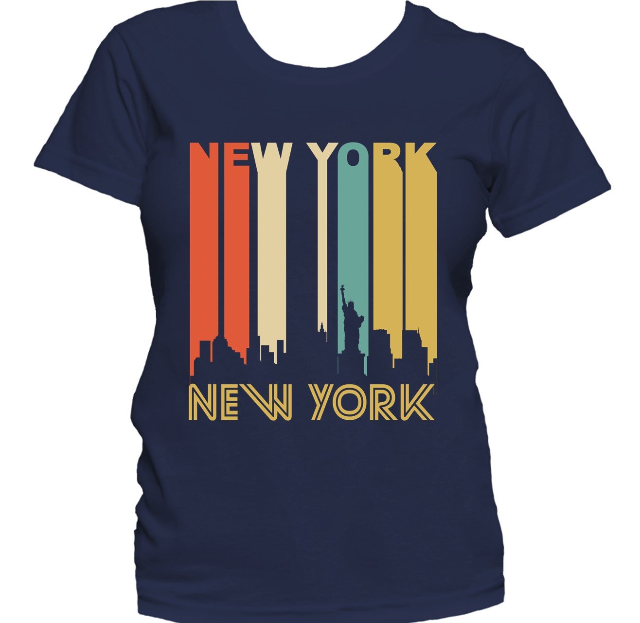 Retro 1970's Style New York City Cityscape Downtown Skyline Women's T-Shirt
