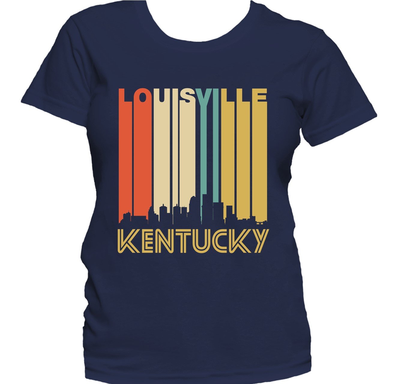 Retro 1970's Style Louisville Kentucky Downtown Skyline Women's T-Shirt