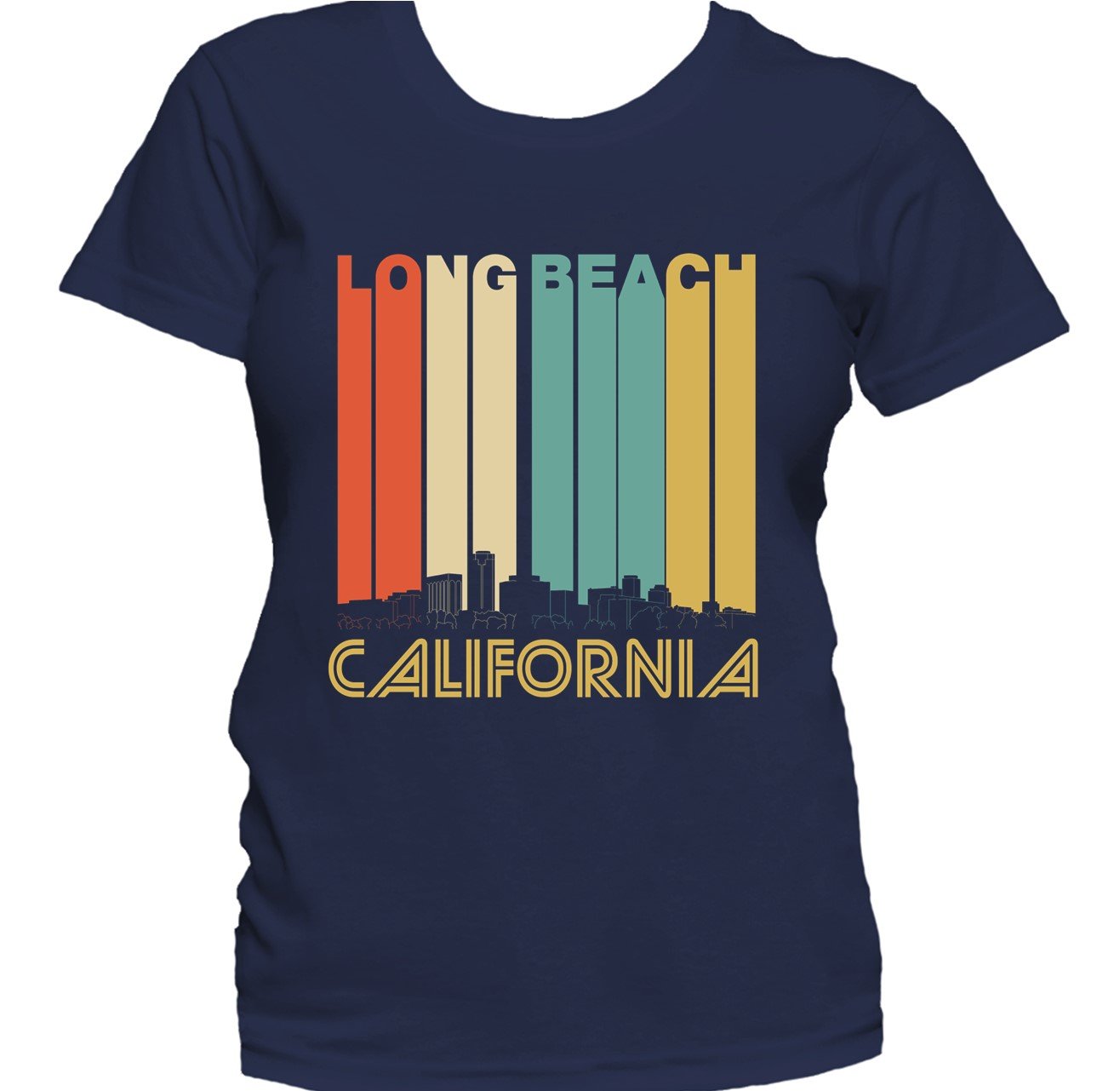 Retro 1970's Style Long Beach California Skyline Women's T-Shirt