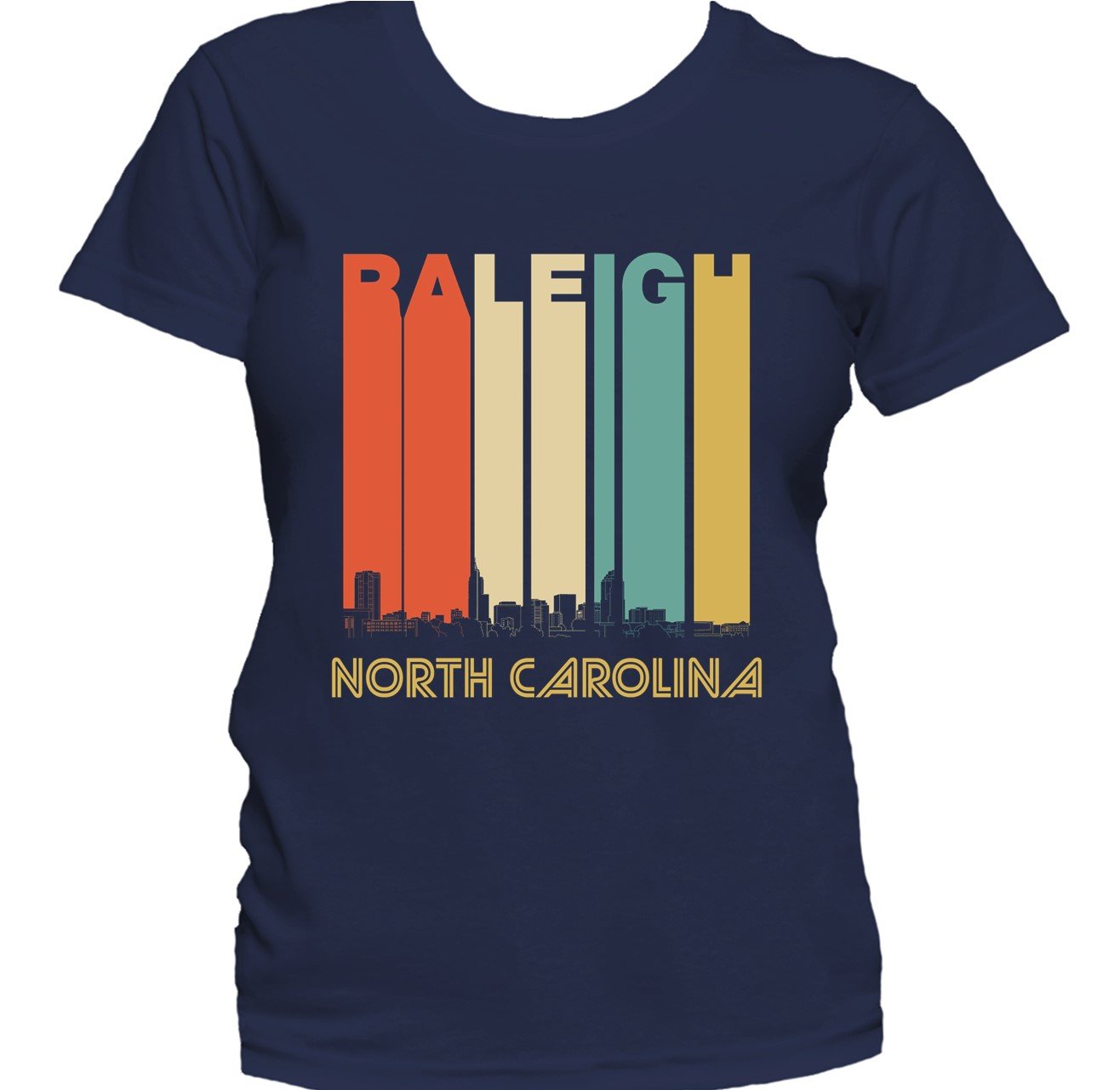 Retro 1970's Style Raleigh North Carolina Skyline Women's T-Shirt
