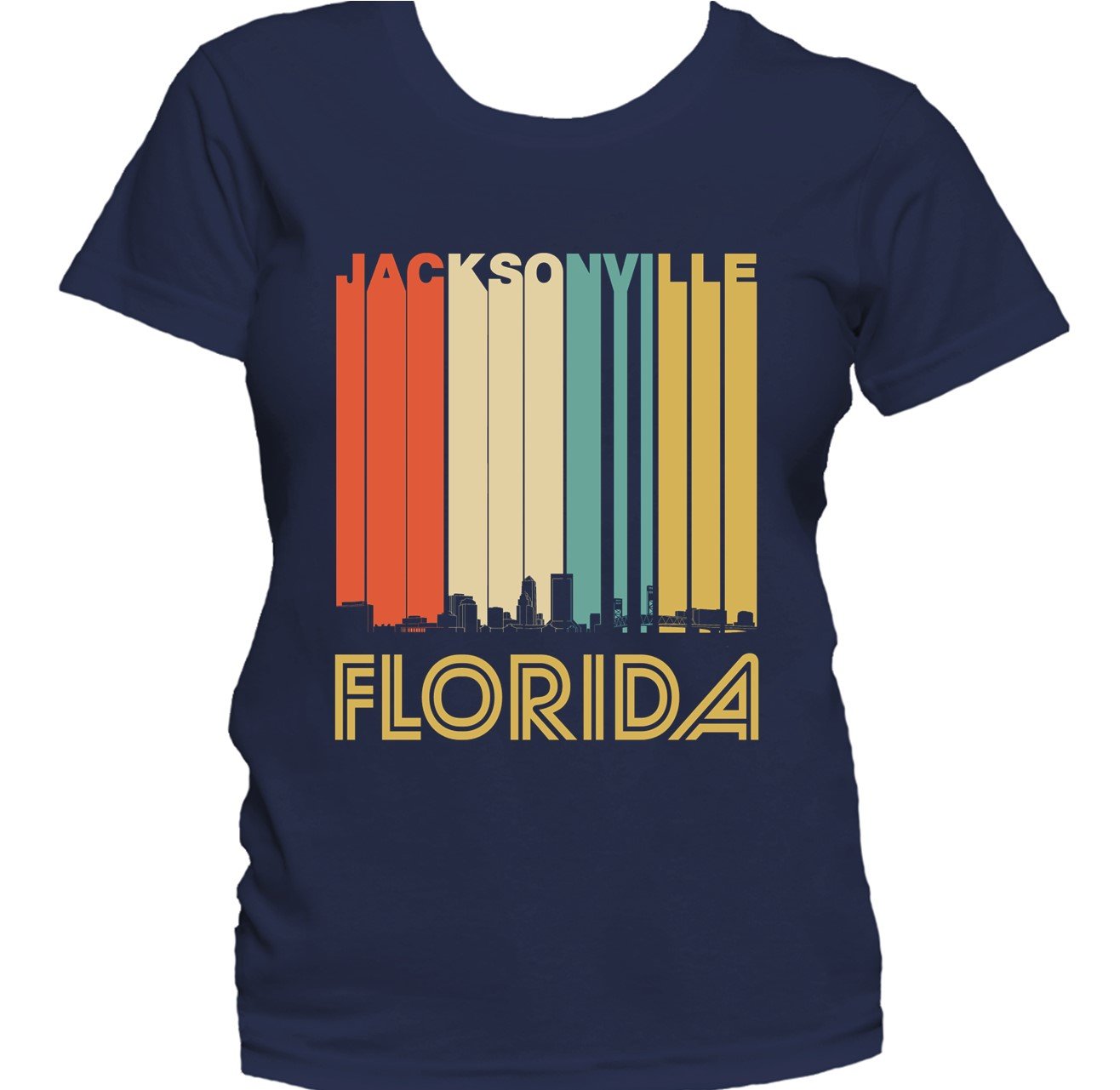 Retro 1970's Style Jacksonville Florida Skyline Women's T-Shirt