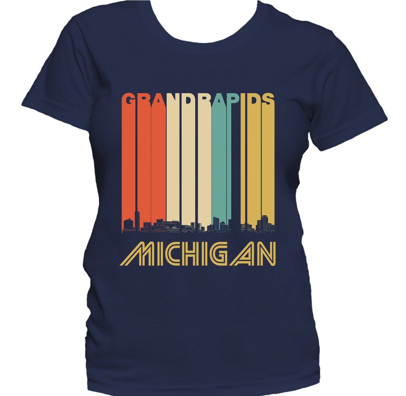Retro 1970's Style Grand Rapids Michigan Skyline Women's T-Shirt
