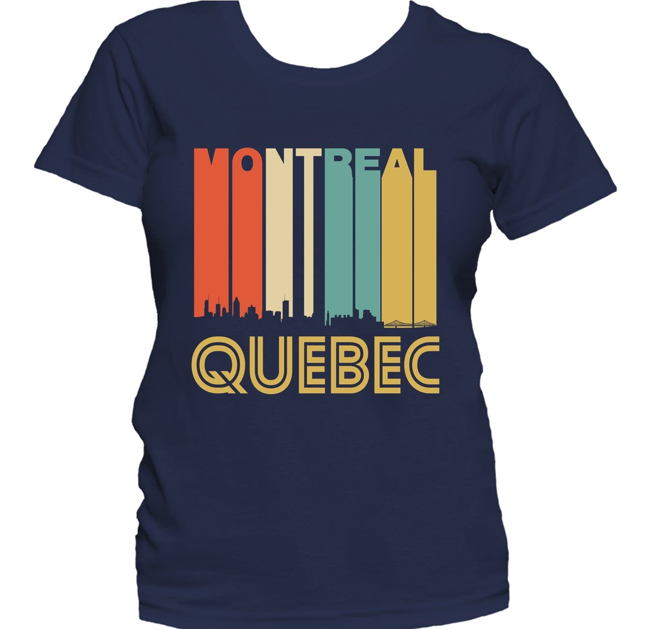Retro 1970's Style Montreal Quebec Canada Skyline Cityscape Women's T-Shirt