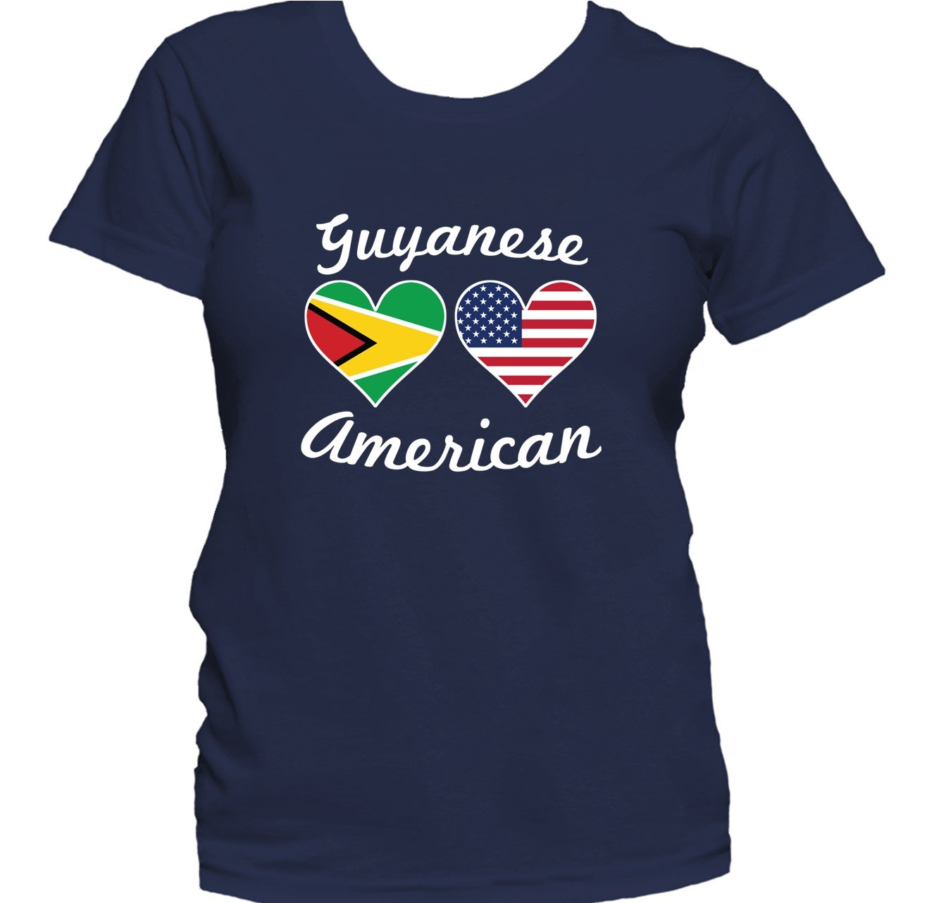 Guyanese American Heart Flags Women's T-Shirt