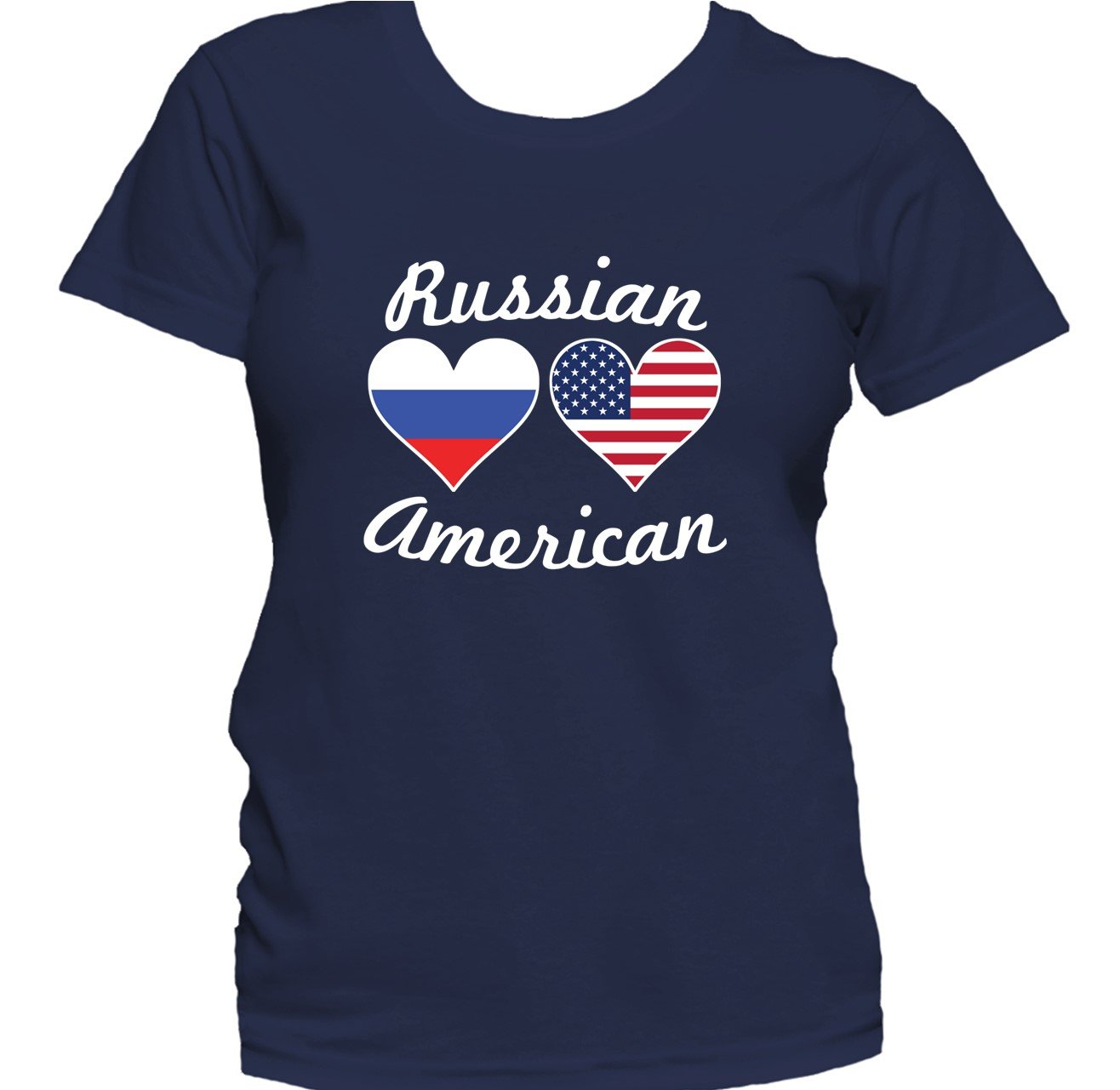 Russian American Heart Flags Women's T-Shirt