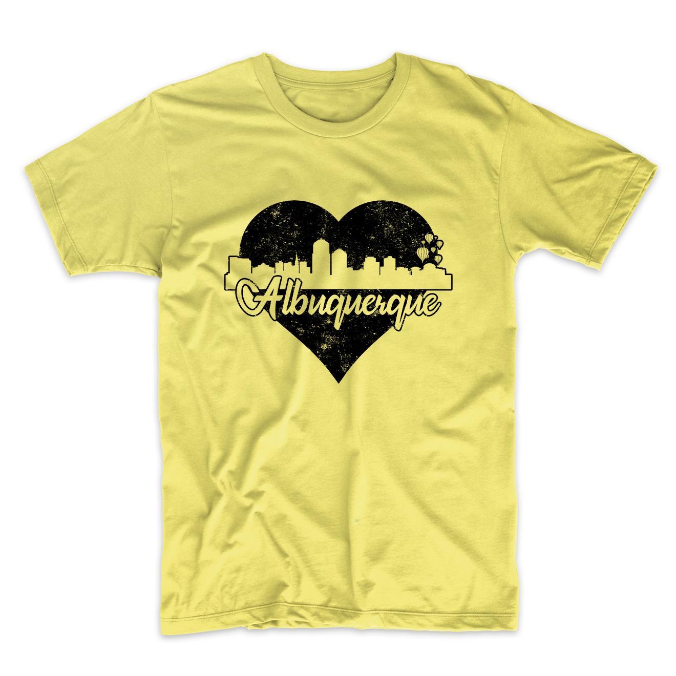 Retro Albuquerque New Mexico Skyline Heart Distressed T-Shirt