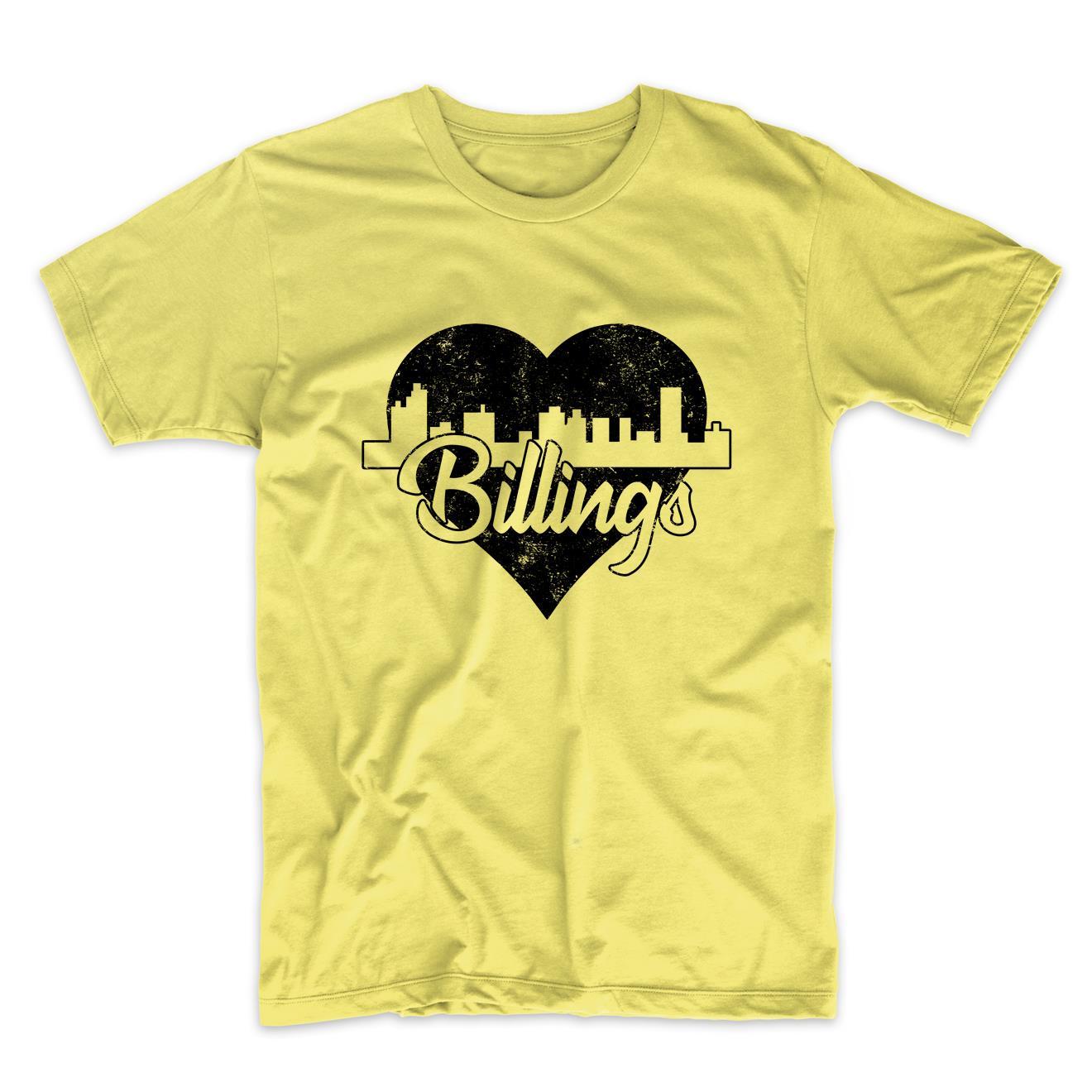 Retro Billings Montana Skyline Heart Distressed T-Shirt