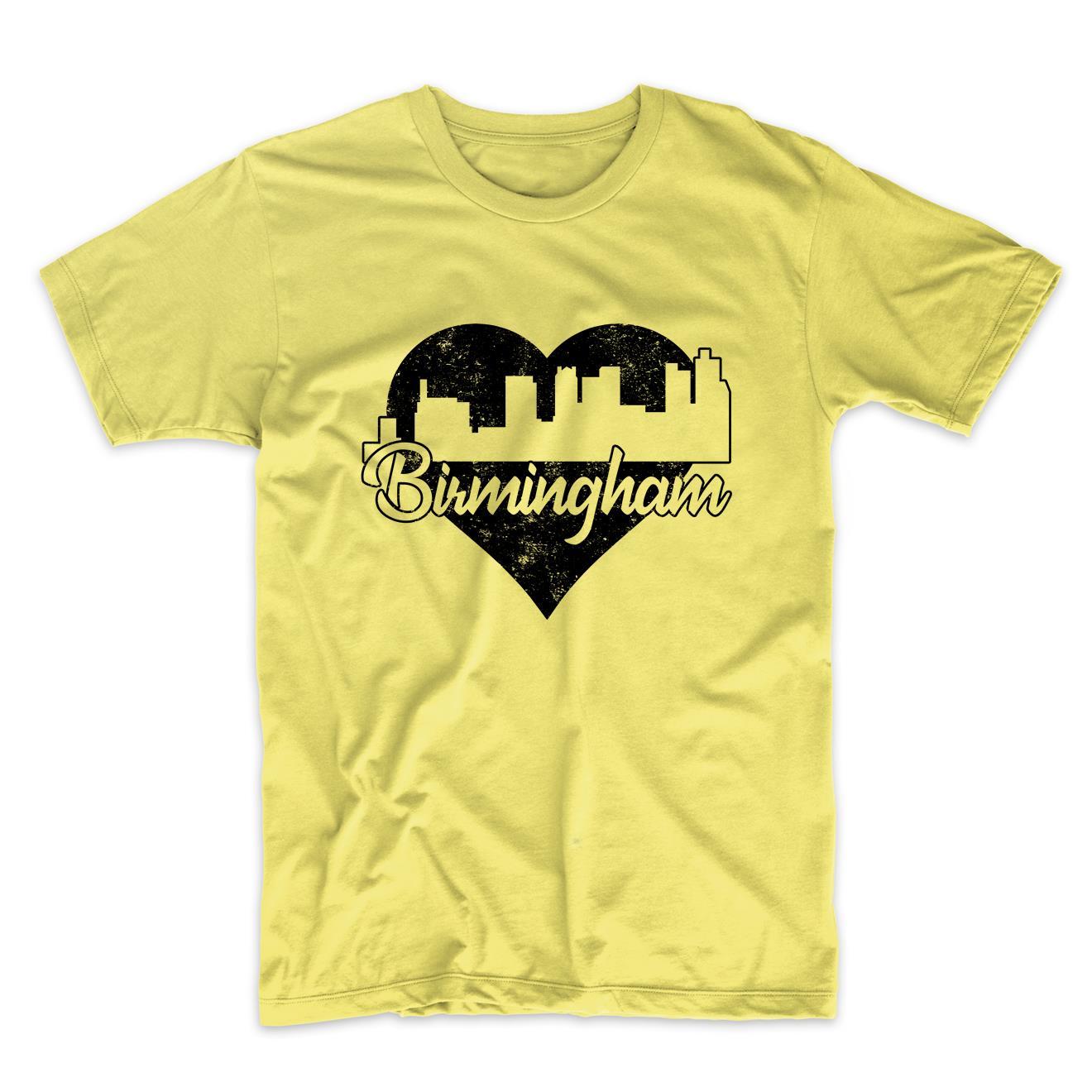 Retro Birmingham Alabama Skyline Heart Distressed T-Shirt