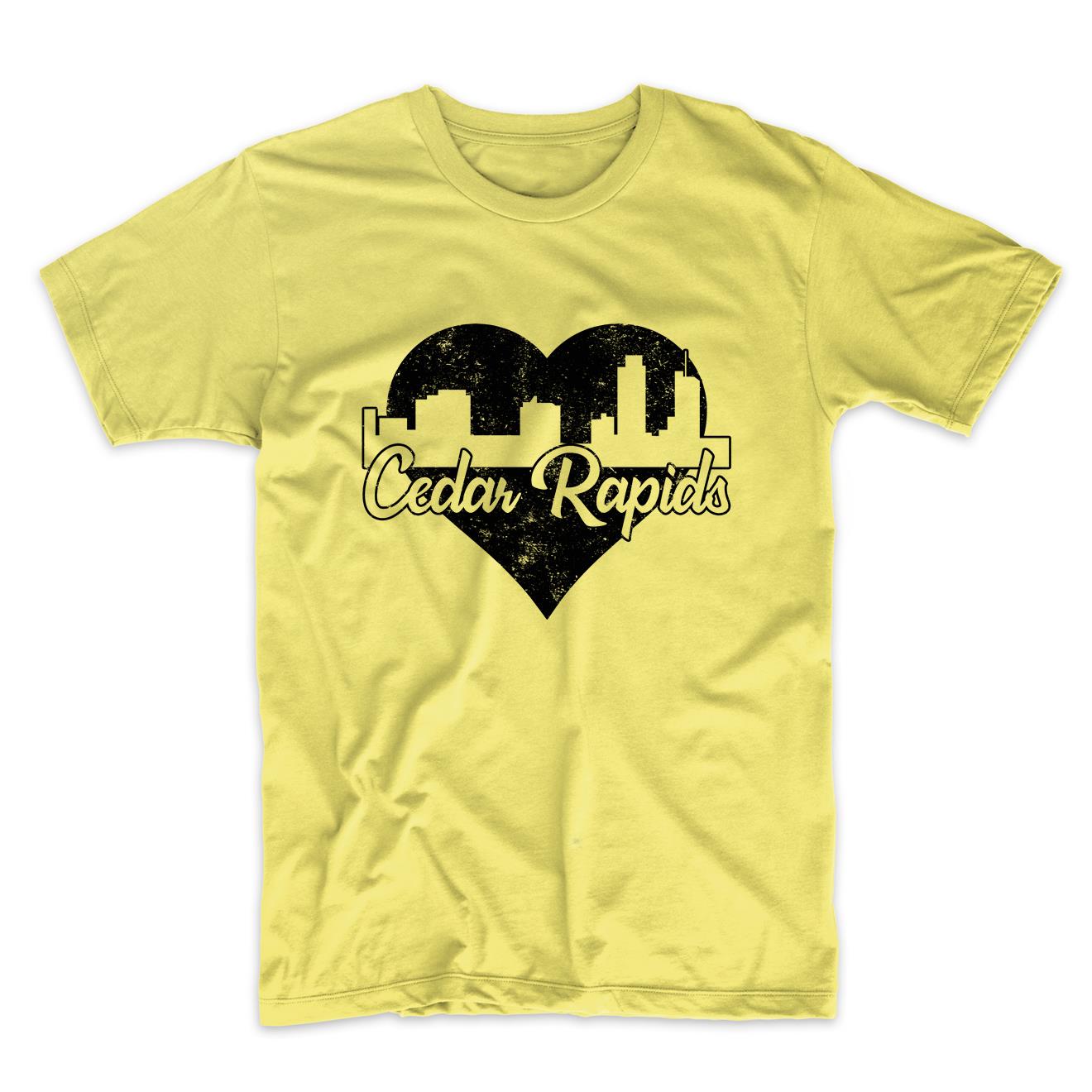 Retro Cedar Rapids Iowa Skyline Heart Distressed T-Shirt