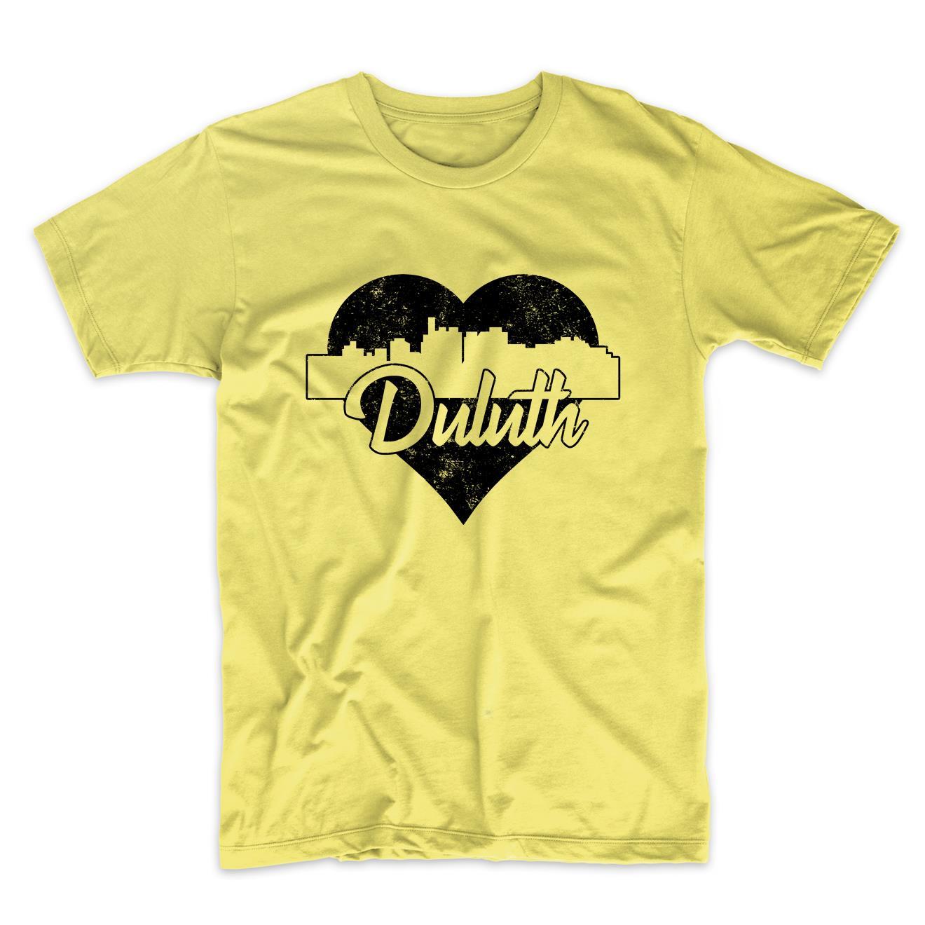 Retro Duluth Minnesota Skyline Heart Distressed T-Shirt