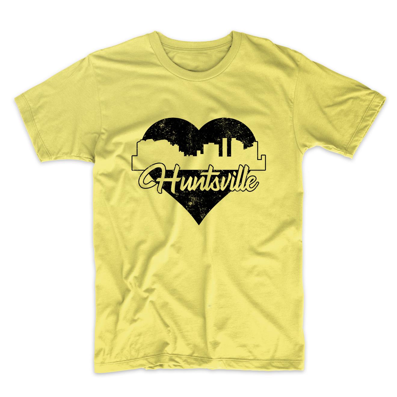 Retro Huntsville Alabama Skyline Heart Distressed T-Shirt