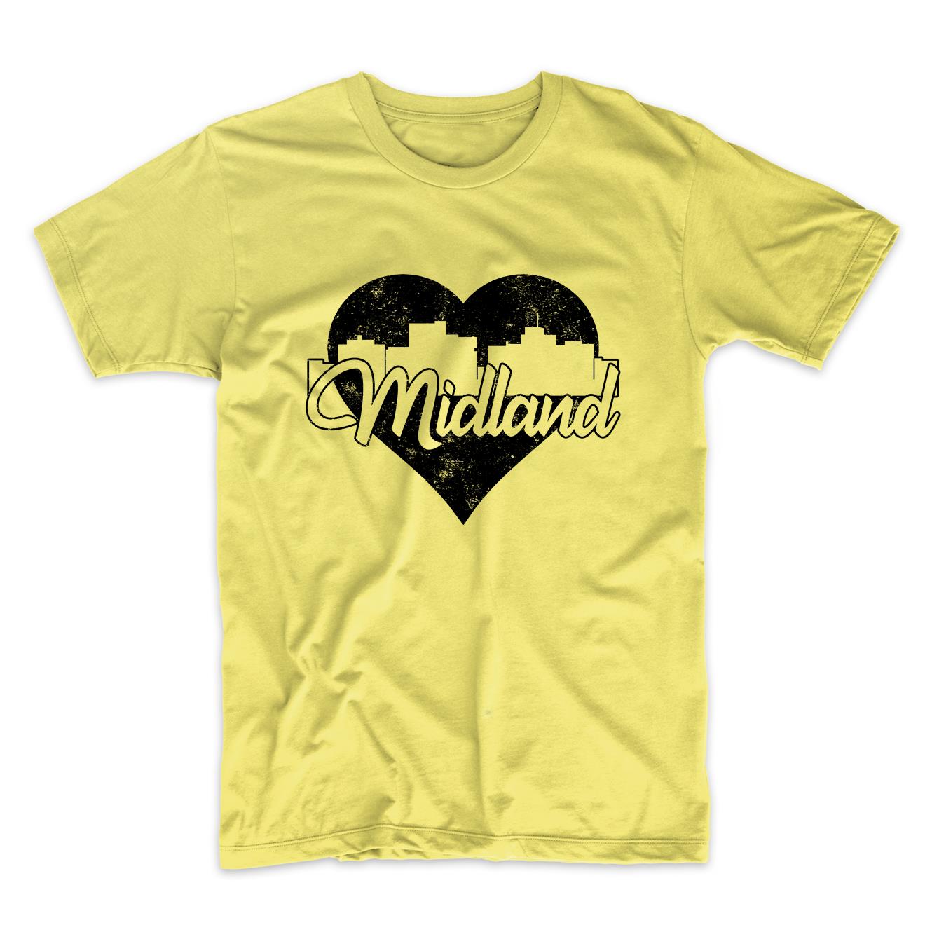 Retro Midland Texas Skyline Heart Distressed T-Shirt