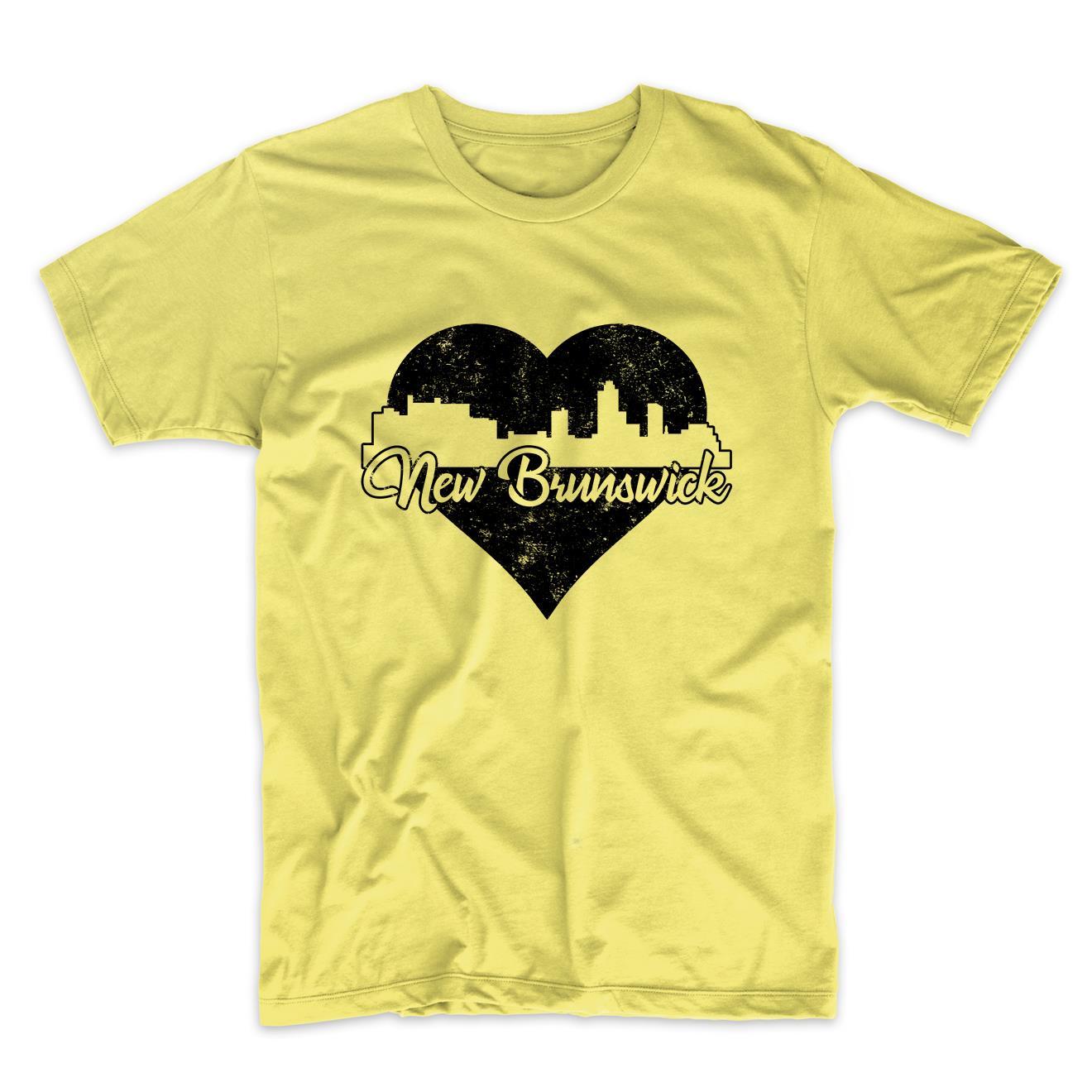 Retro New Brunswick New Jersey Skyline Heart Distressed T-Shirt